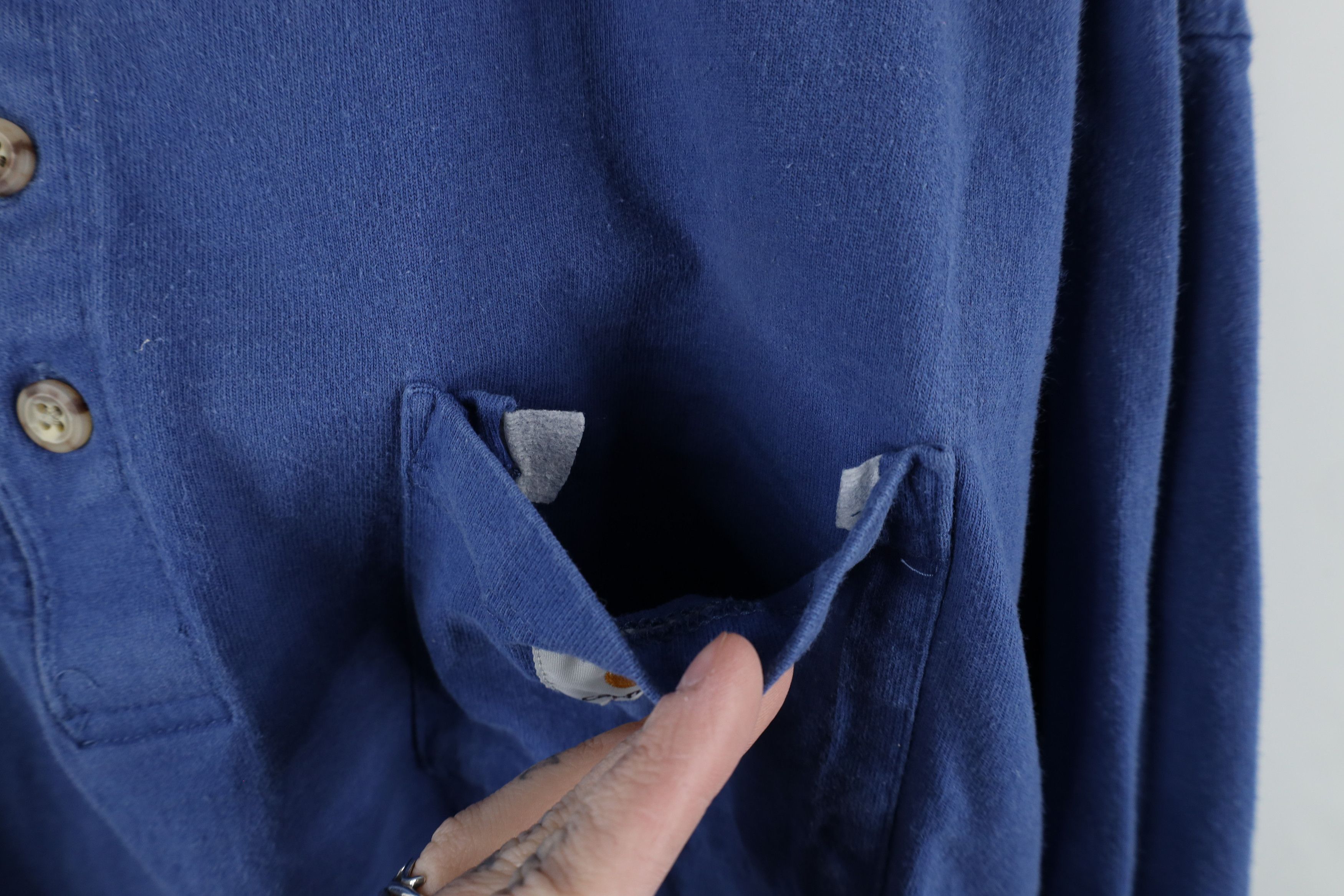 Carhartt × Vintage Vintage Carhartt Heavyweight Long Sleeve Henley T-Shirt Blue Size US XXL / EU 58 / 5 - 5 Thumbnail