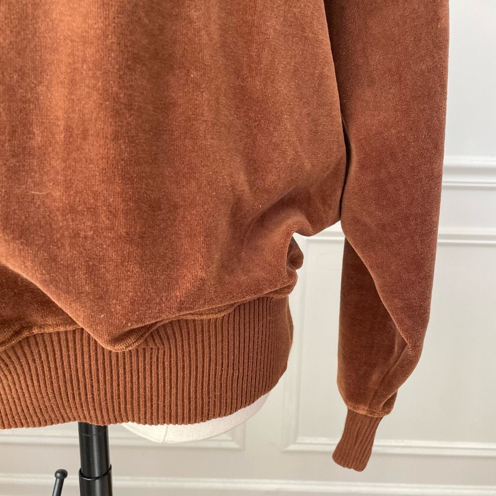 Vintage Vintage 80s Gloria Vanderbilt Brown Velour Mock Neck Pullove Size M / US 6-8 / IT 42-44 - 5 Thumbnail