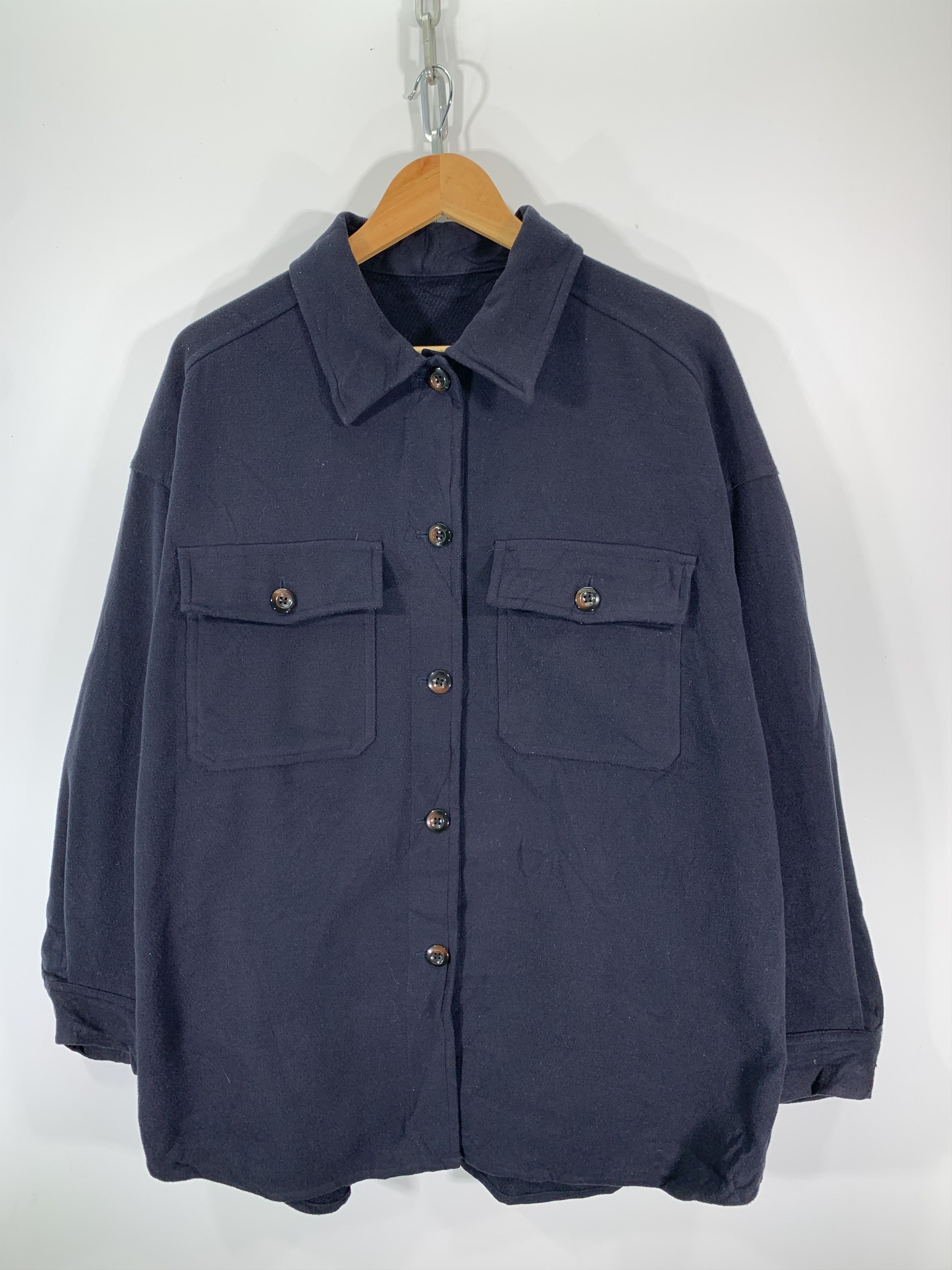 image of Avant Garde x Gu Button Up Jacket Thick Material in Dark Blue, Men's (Size Small)