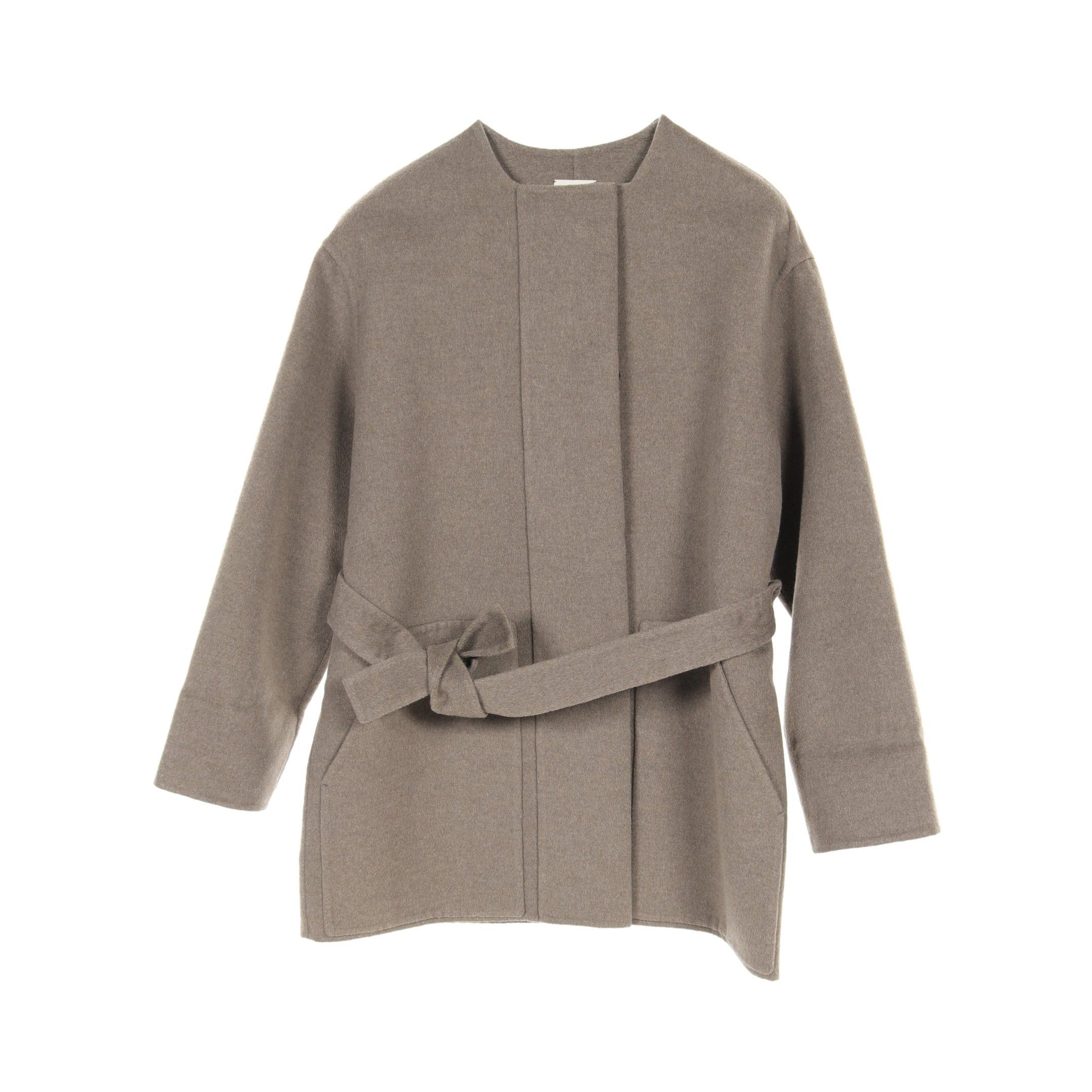 Hermes Hermes Double Face Coat Collarless Cashmere Gray Beige Size ONE SIZE - 1 Thumbnail