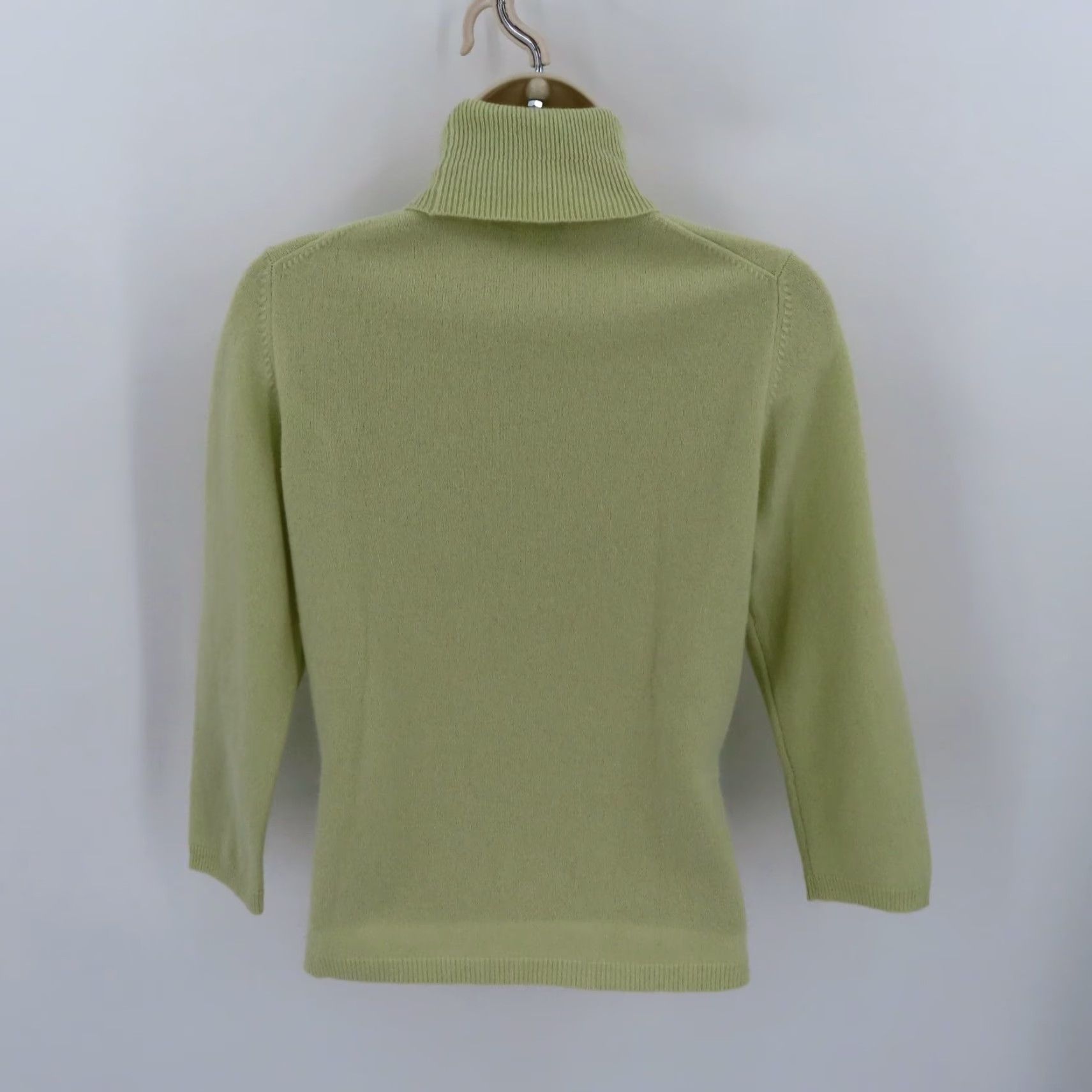 Ann Taylor Ann Taylor Womens Small Cashmere Light Green Yellow Turtleneck Knit Sweater Top Size S / US 4 / IT 40 - 6 Thumbnail