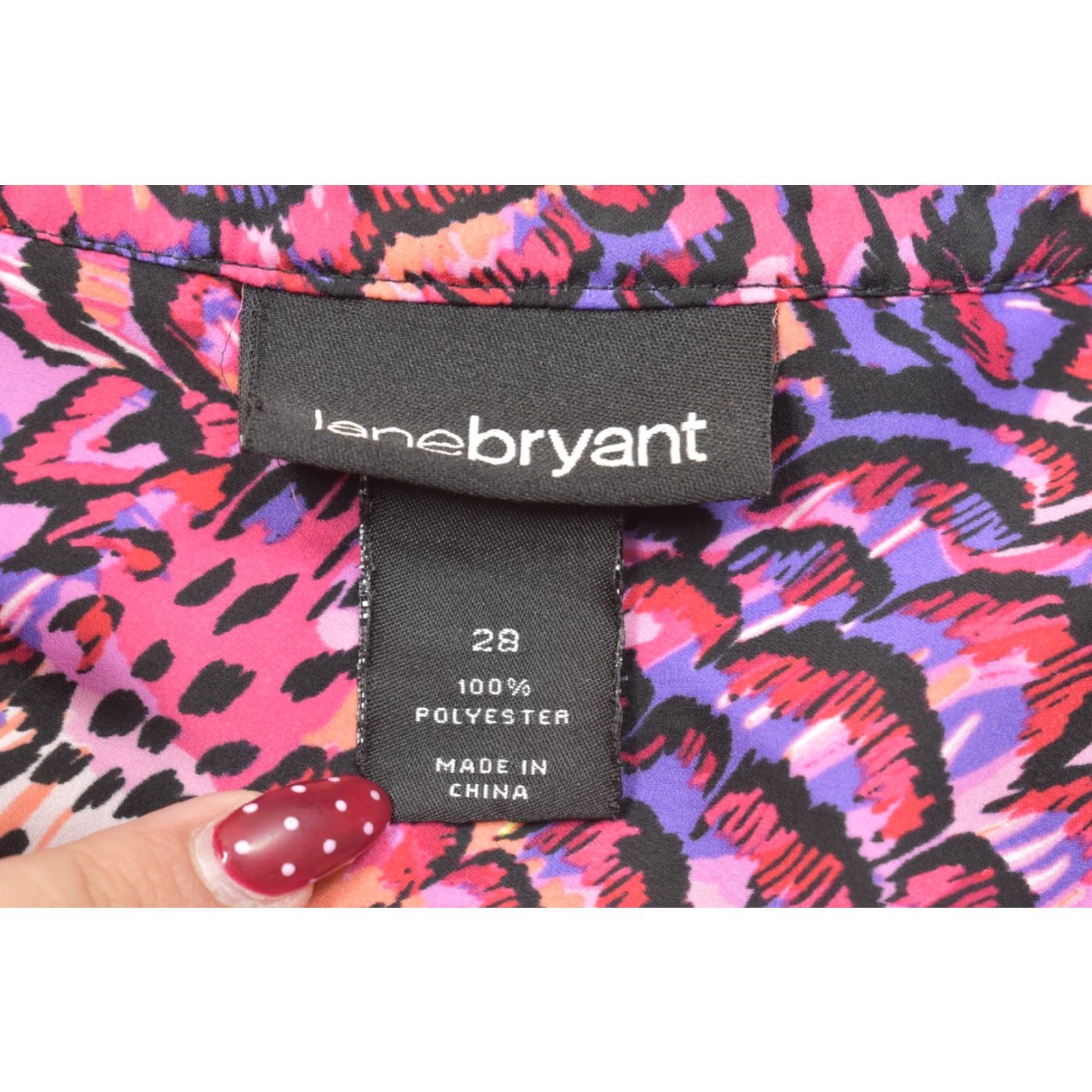 Vintage Lane Bryant Blouse Shirt Women Plus 28 Pink Purple Abstract Shell Top Sleeveless V-Neck Ruffle Polyester Spring Summer Casual White? Size 4XL / US 24-26 - 7 Thumbnail