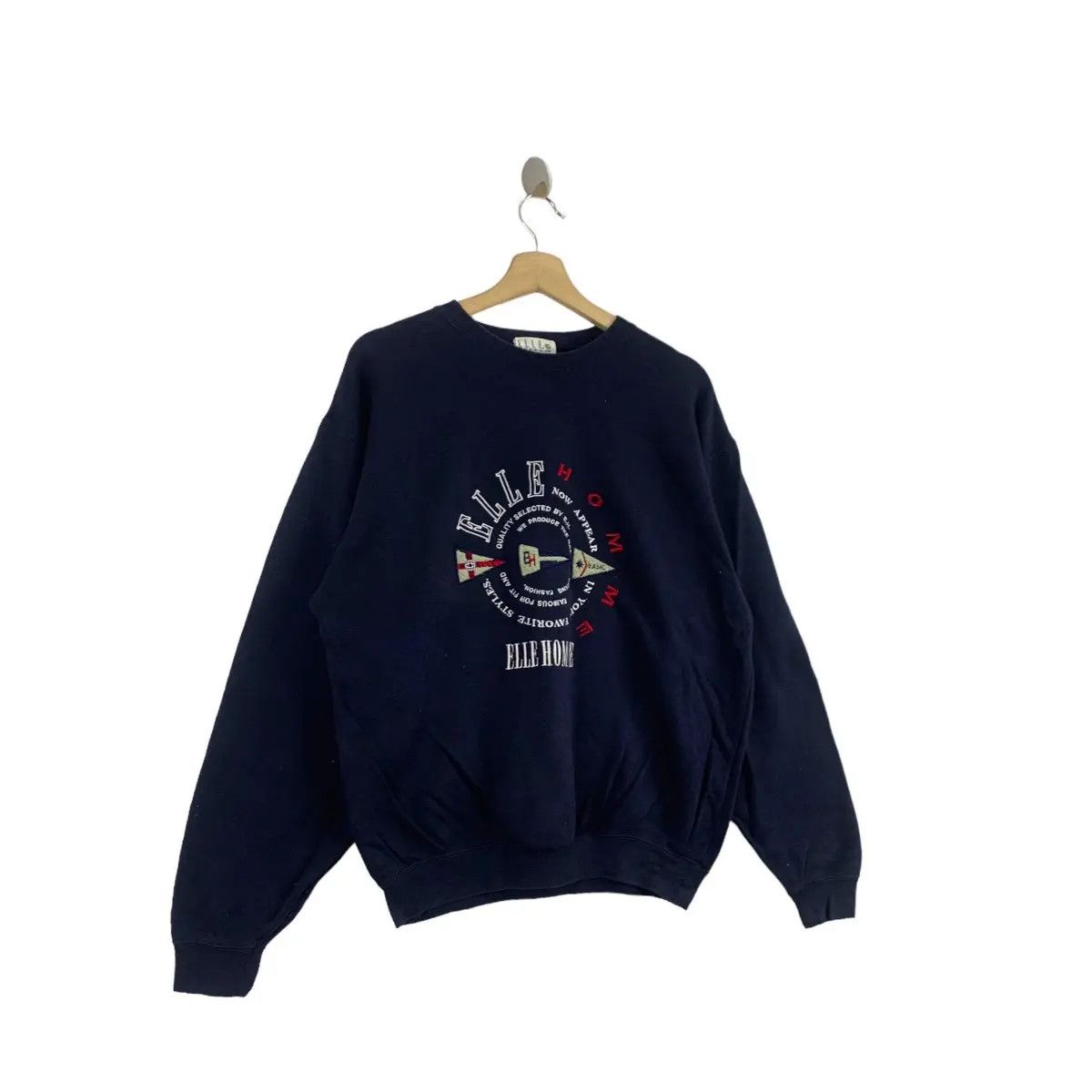Vintage Vintage 90’ ELLE MAGAZINE HOMME Collection Flag Sweatshirt Size US XL / EU 56 / 4 - 3 Thumbnail