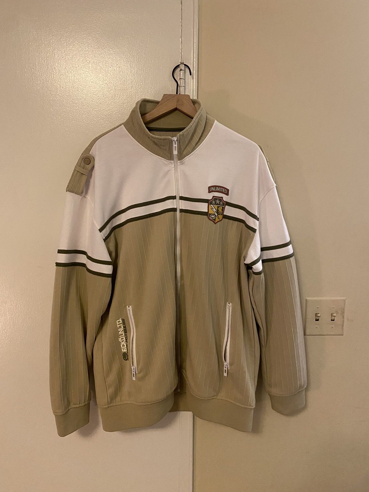 Image of Ecko Unltd Ecko Unlimited Jacket in White/Tan, Men's (Size 2XL)