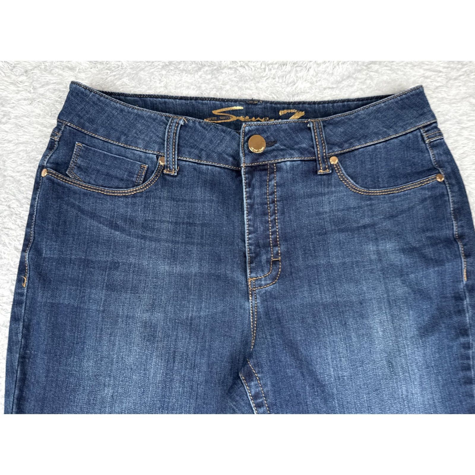 Vintage Seven7 Jeans Womens 12 Blue Medium Wash Mid Rise Tummyless Denim 32x29 90s Size 34" / US 12 / IT 48 - 4 Thumbnail