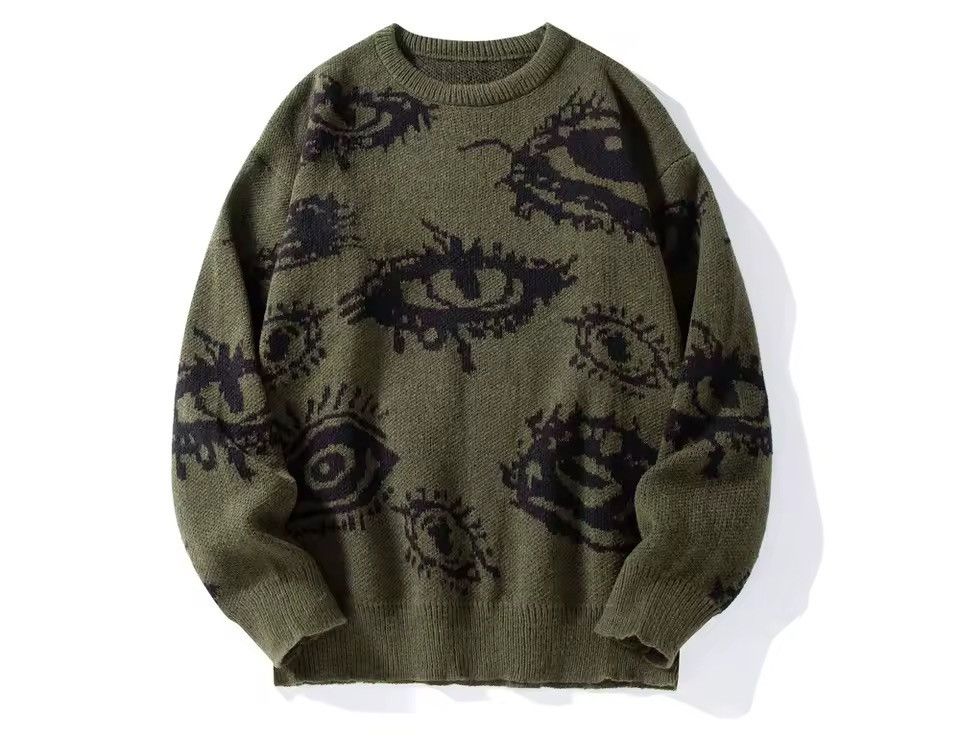 Other Knitted Gothic Punk Streetwear Eyes Printed Pullover Sweater Size US XL / EU 56 / 4 - 1 Thumbnail