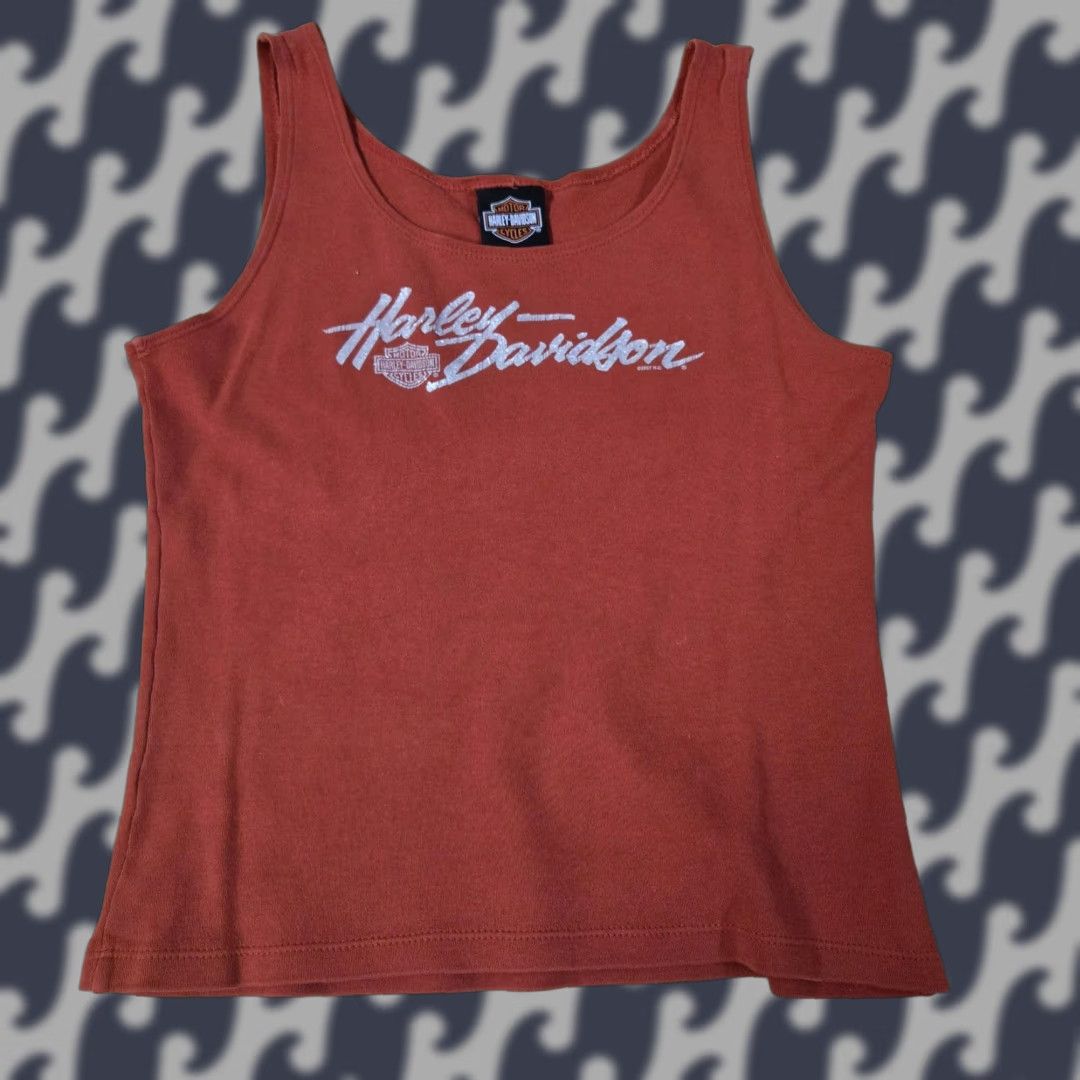 Harley Davidson VINTAGE Harley-Davidson Tank Top Womens Medium Red House of Thunder Morgan Hill CA 2007 Size M / US 6-8 / IT 42-44 - 1 Thumbnail