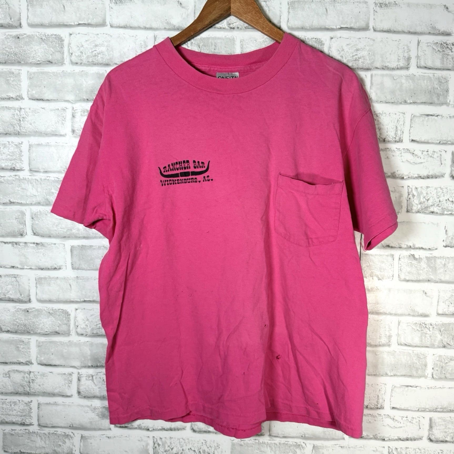 Vintage VINTAGE Oneita Pink Graphic Tee L USA Single Stitch Mens Size US L / EU 52-54 / 3 - 2 Thumbnail