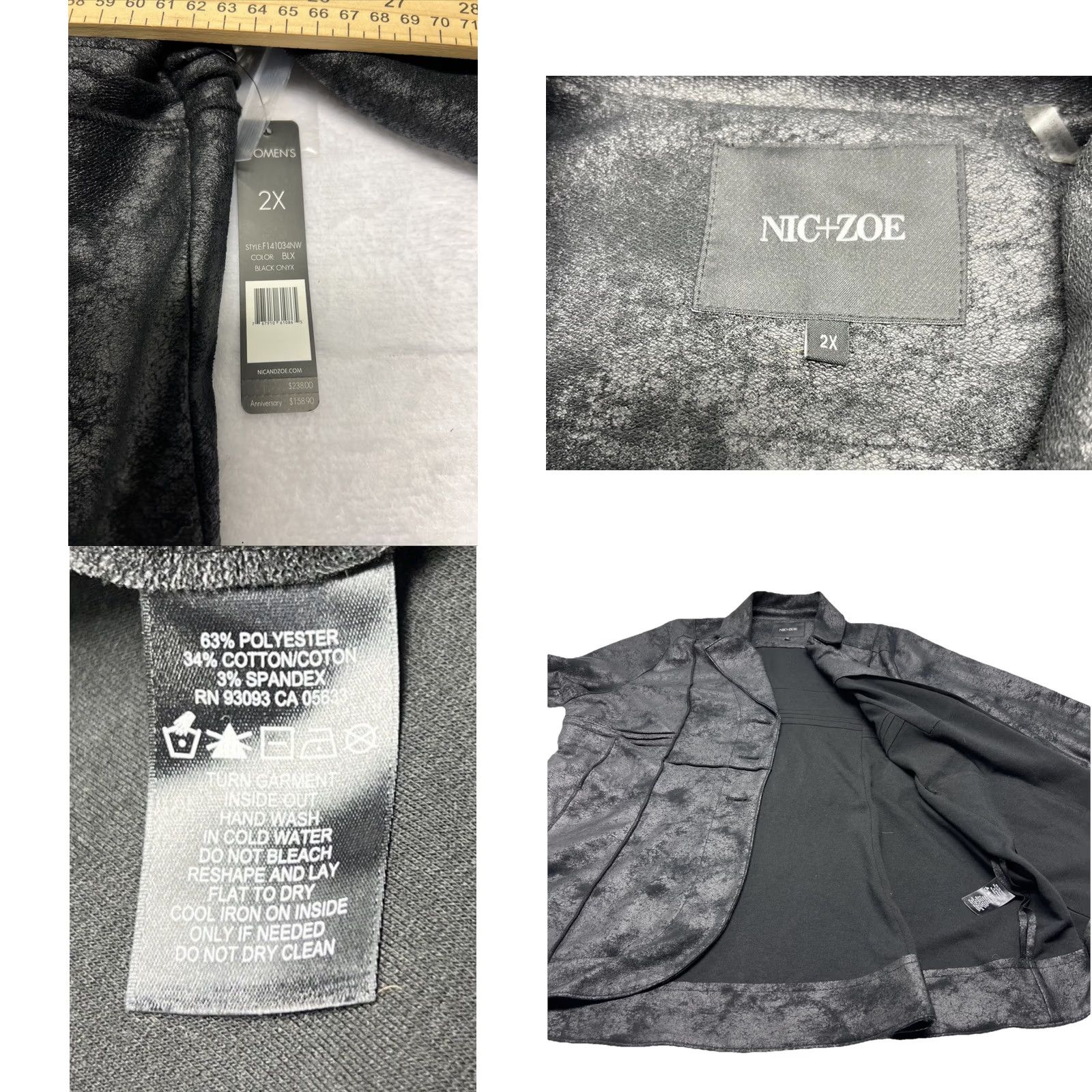 NIC+ZOE Nic + Zoe Women's Black Lounge Around Jacket Coat Plus Size 2X NWT Size XXL / US 16-18 / IT 52-54 - 8 Thumbnail
