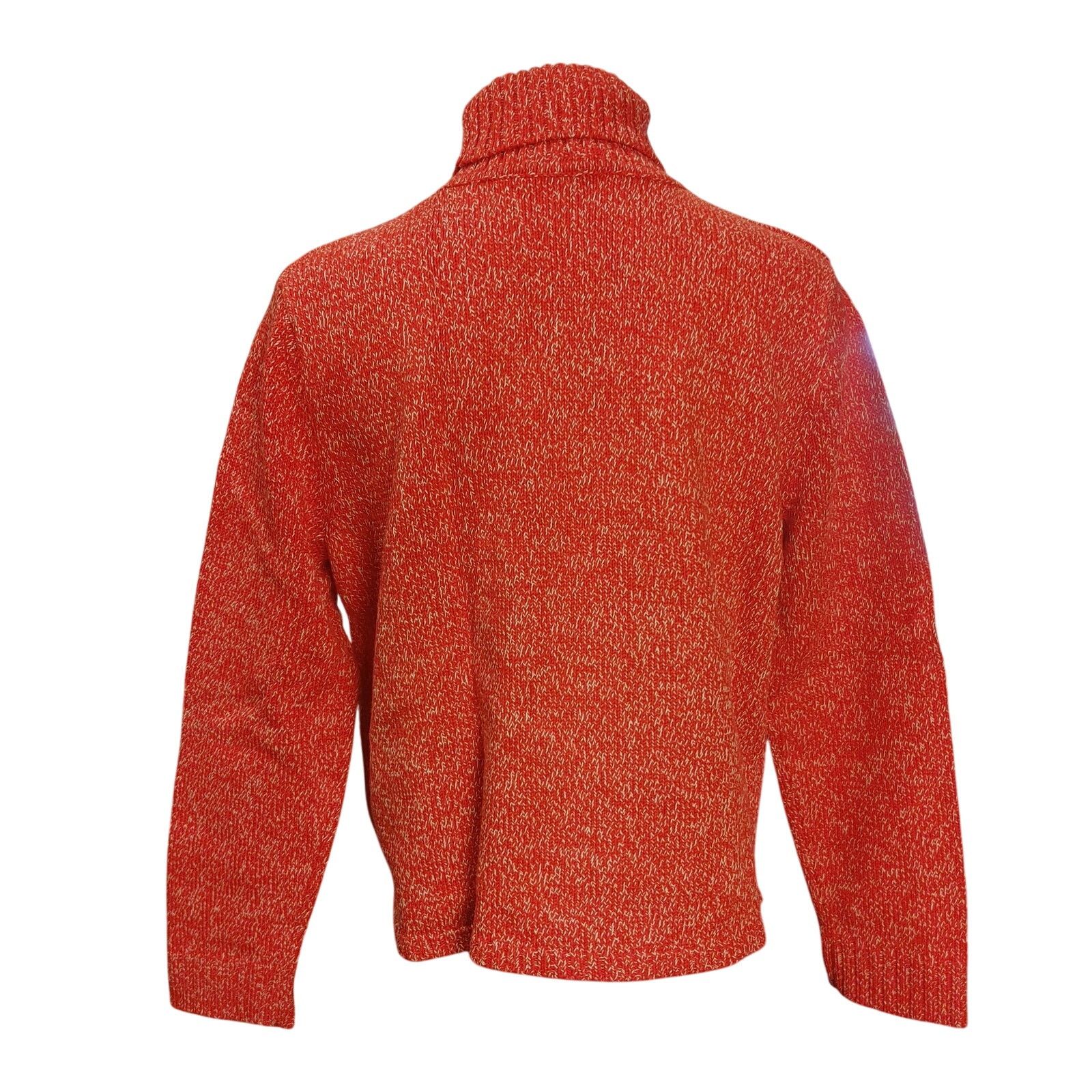 Norton Norton Studio L Orange Gold Star Knit Turtle Neck Sweater Size L / US 10 / IT 46 - 2 Thumbnail