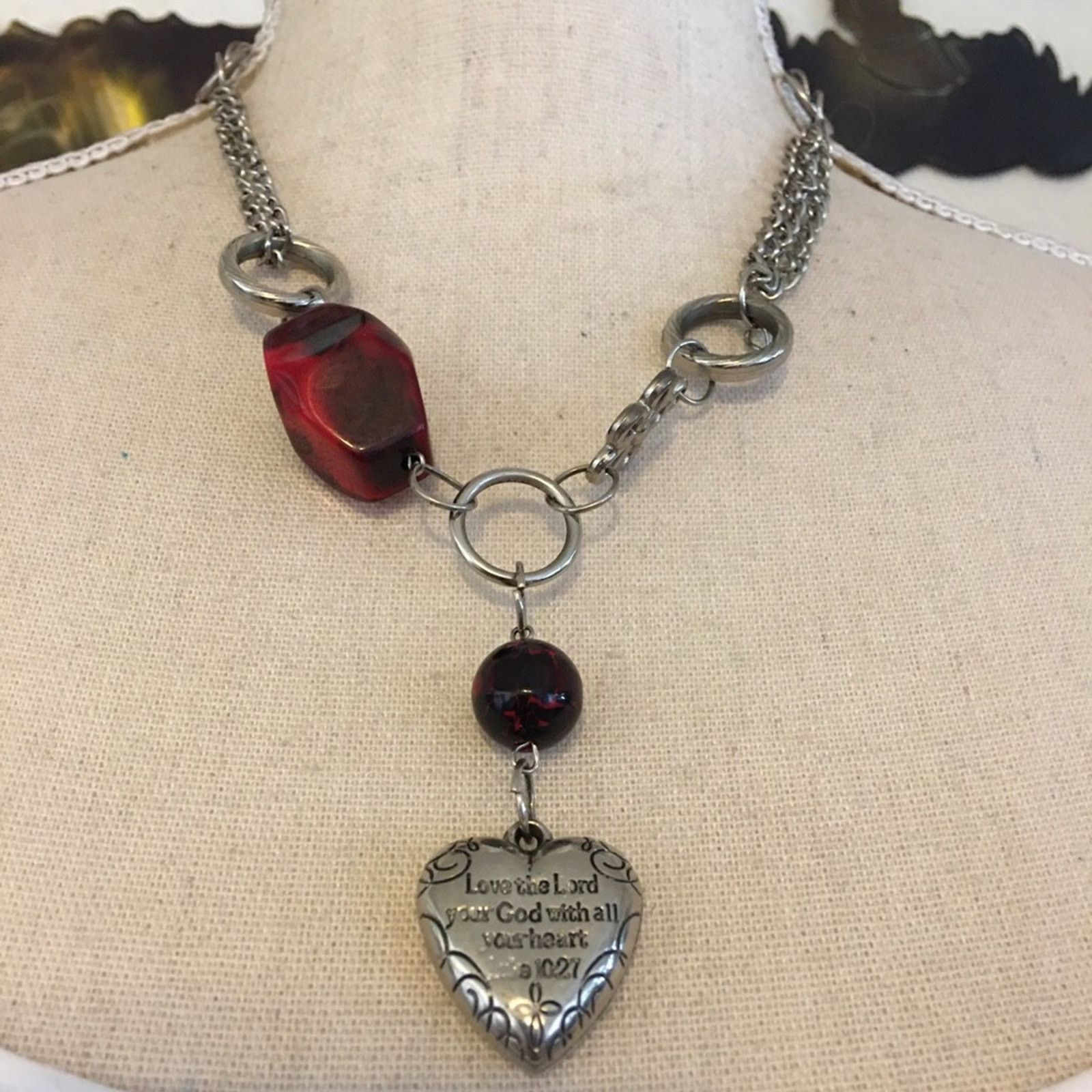 Jewelry With all my Heart beaded silver chain necklace Size ONE SIZE - 1 Thumbnail