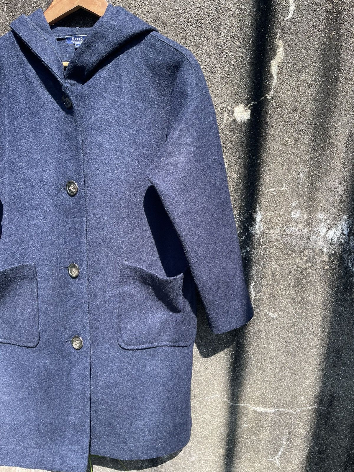 Japanese Brand Vintage Part2 by Junko Shimada Wool Hooded Coat – Navy (M) Size US M / EU 48-50 / 2 - 6 Thumbnail