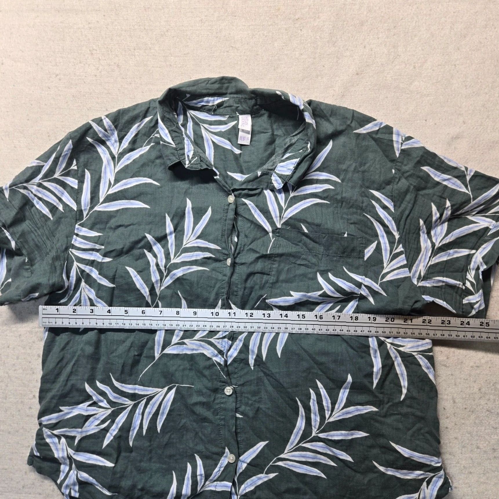 Vintage Stars Above Women's Button-Up Shirt Casual Short Sleeve Gray Cotton Flannel Fall Spring Winter Summer Size XL / US 12-14 / IT 48-50 - 4 Thumbnail