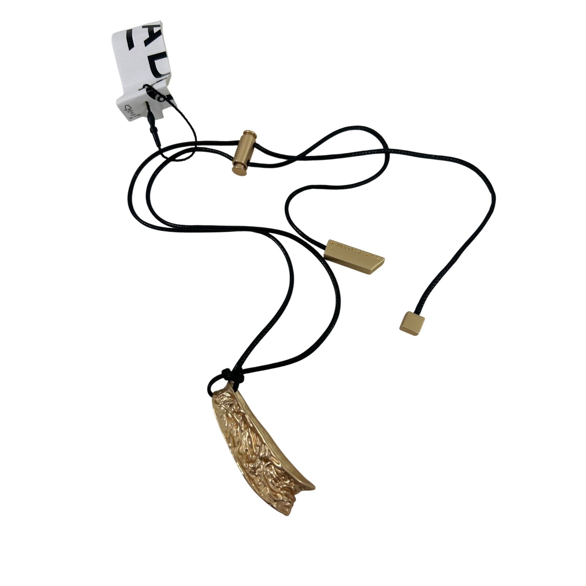 Adolfo Dominguez Adolfo Dominguez Pendant Necklace Gold- toned Black 16”Cord Size ONE SIZE - 11 Thumbnail