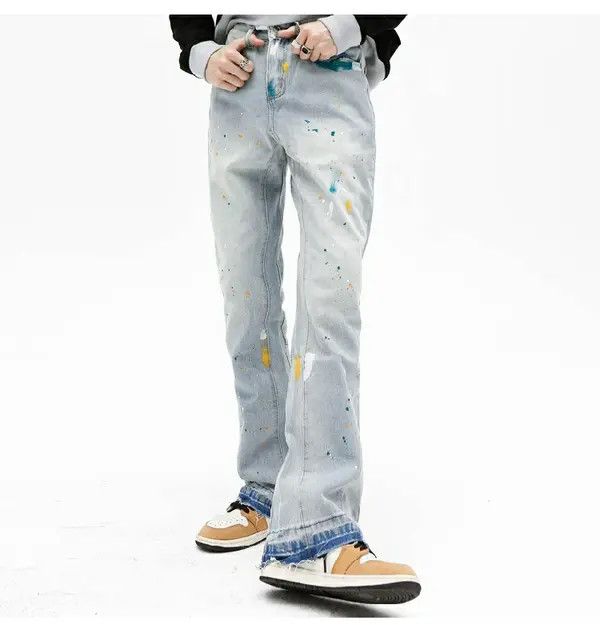 Vintage VIBE paint fade flare damaged jeans Size US 30 / EU 46 - 8 Thumbnail