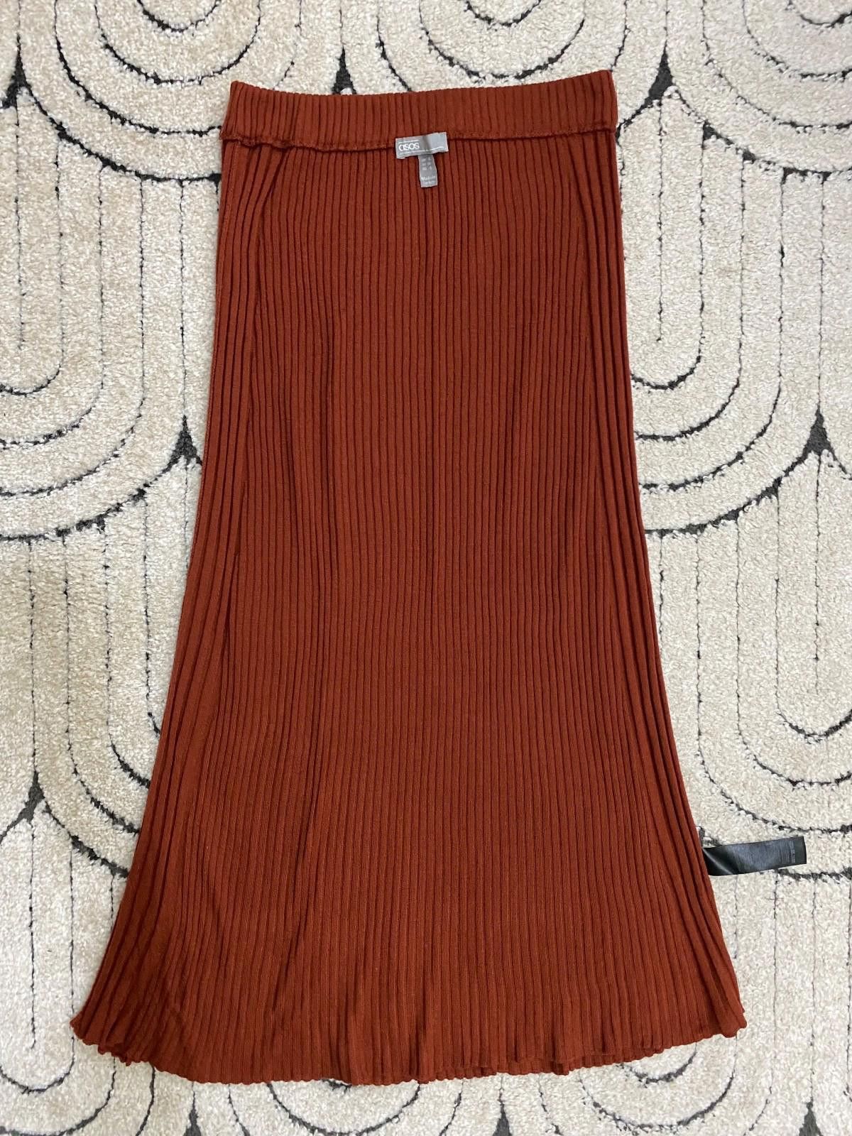 Asos ASOS Stretchy Knit Midi Skirt in Burnt Orange (US 4) Size 27" / US 4 / IT 40 - 7 Thumbnail