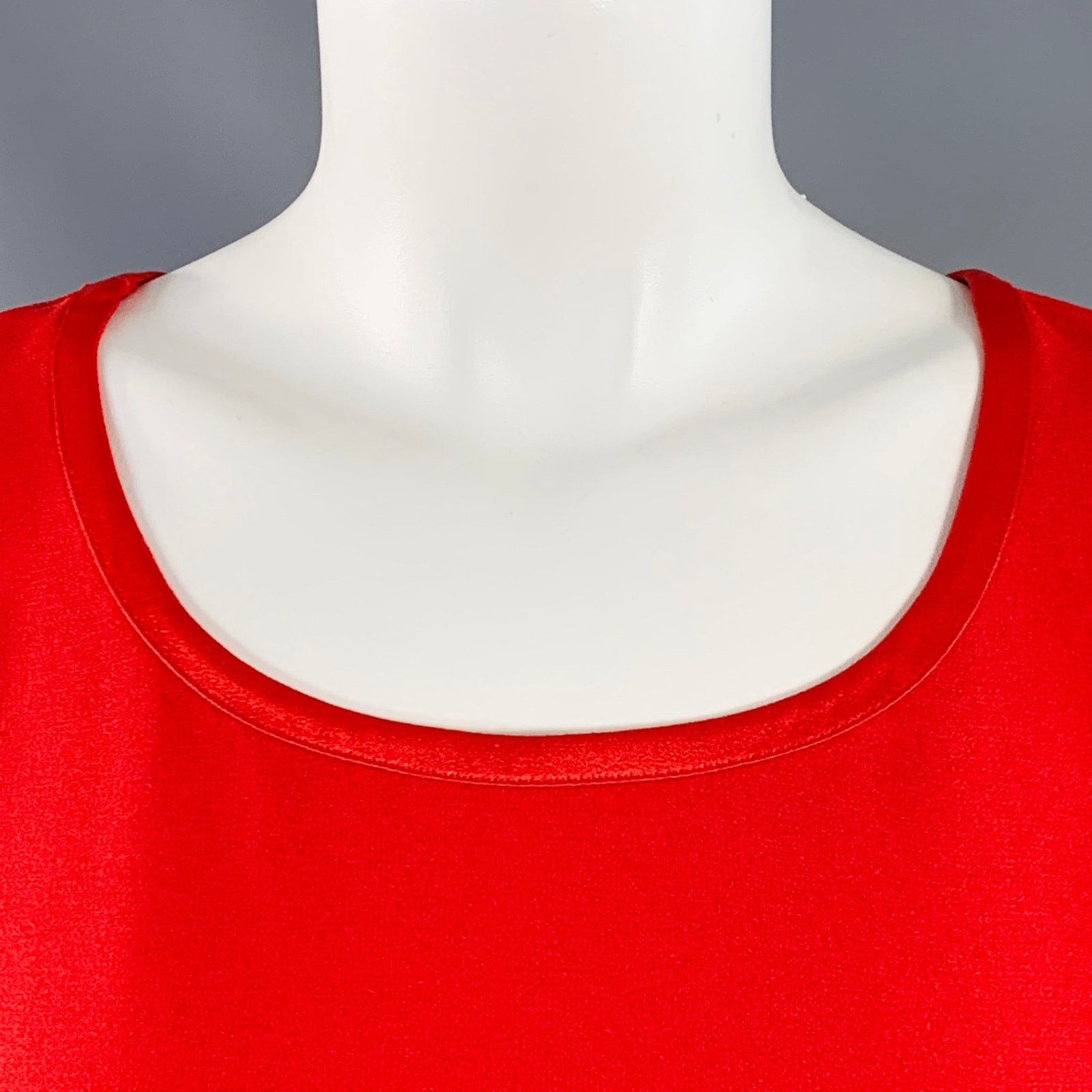 Yves Saint Laurent YVES SAINT LAURENT Red Silk Crepe Sleeveless Casual Top Size M / US 6-8 / IT 42-44 - 2 Thumbnail