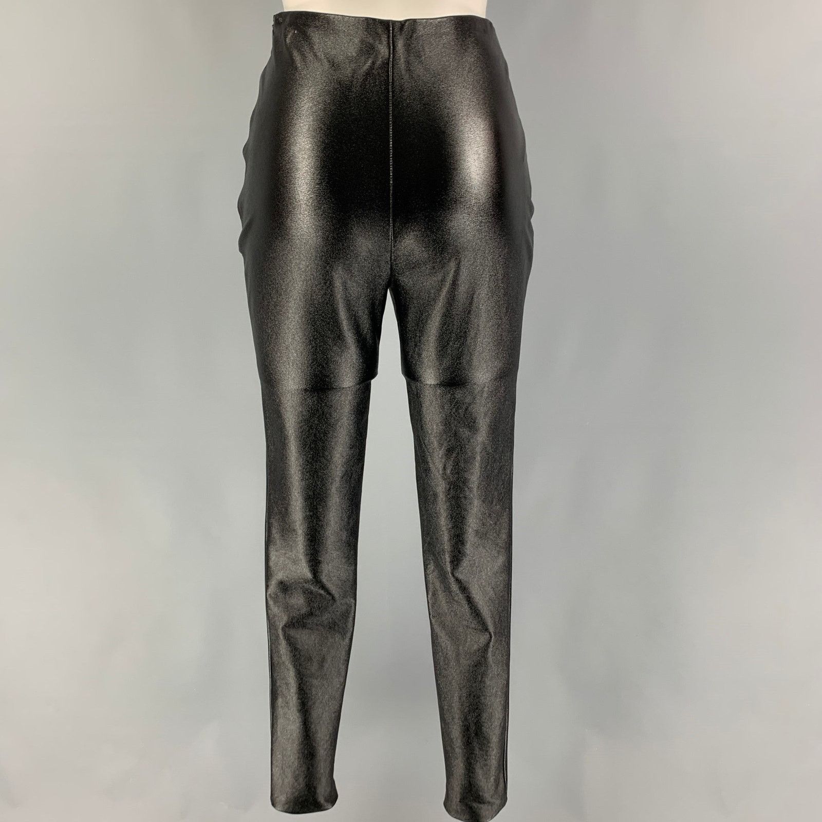 STAND STUDIO STAND STUDIO Black Faux Leather Shimmer Side Zipper Leggings Size 24" / US 00 / IT 34 - 2 Thumbnail