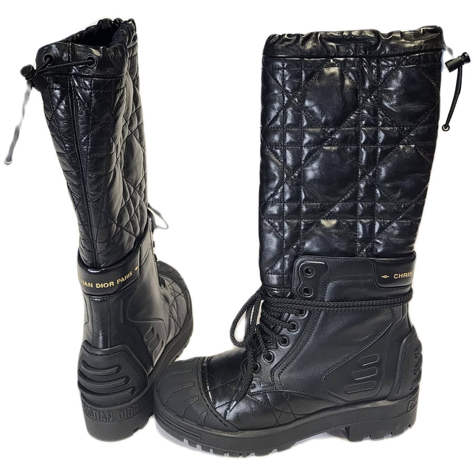 Dior DIOR Cannage Quilted Combat Boots Shoes dust bag Sz 37 US 7 Size US 7 / IT 37 - 1 Thumbnail