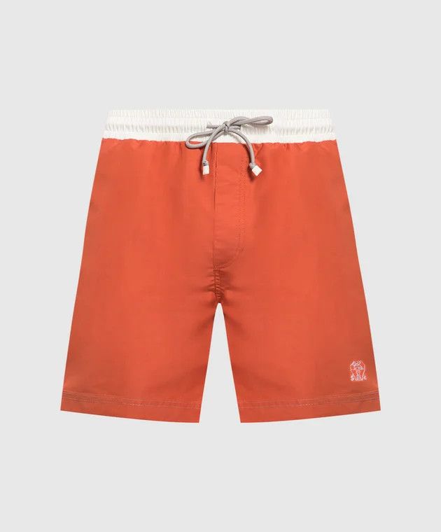 image of Brunello Cucinelli Orange Logo Swim Shorts XL Authentic, Men's (Size 36)