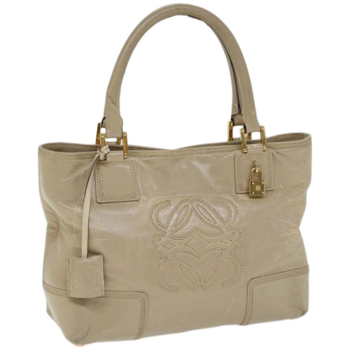 image of Loewe Hand Bag Leather Beige Auth Hk1095, Women's