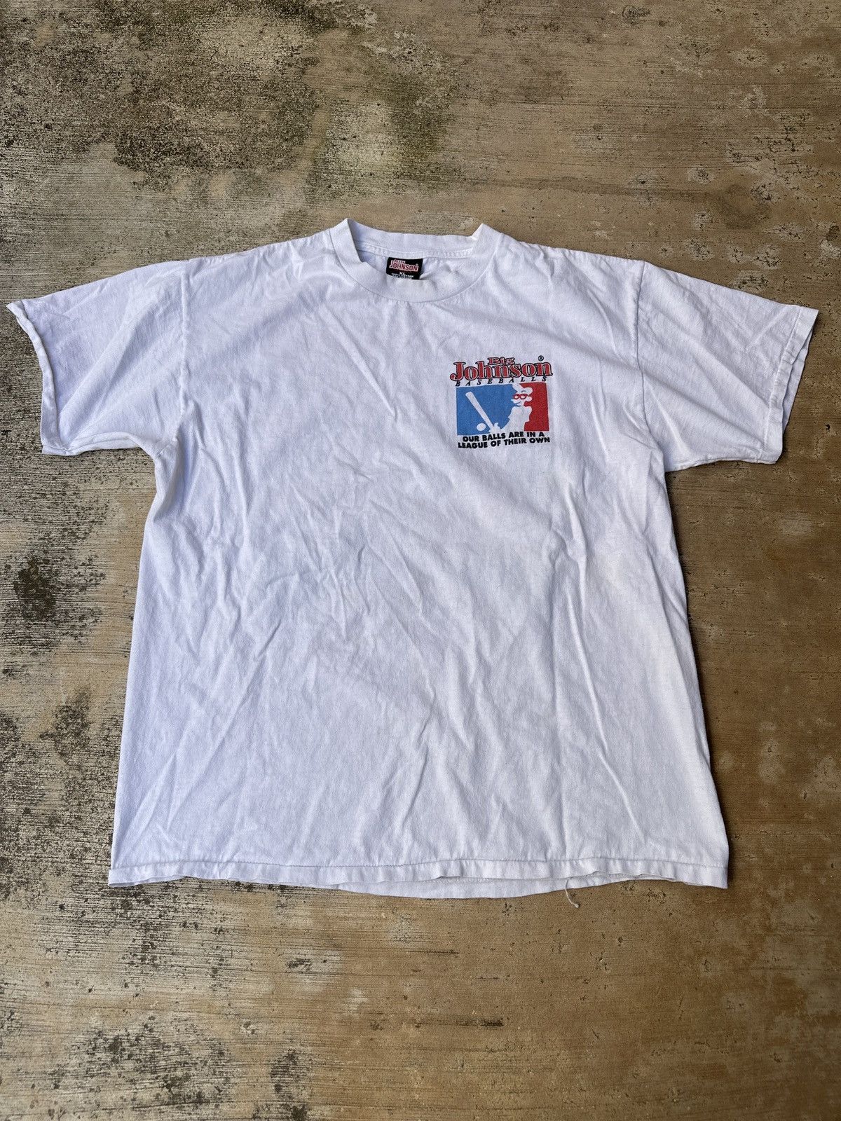 Big John × Vintage Vintage 90s Baseball Big Johnson Dirty Humor white tshirt Size US L / EU 52-54 / 3 - 3 Thumbnail