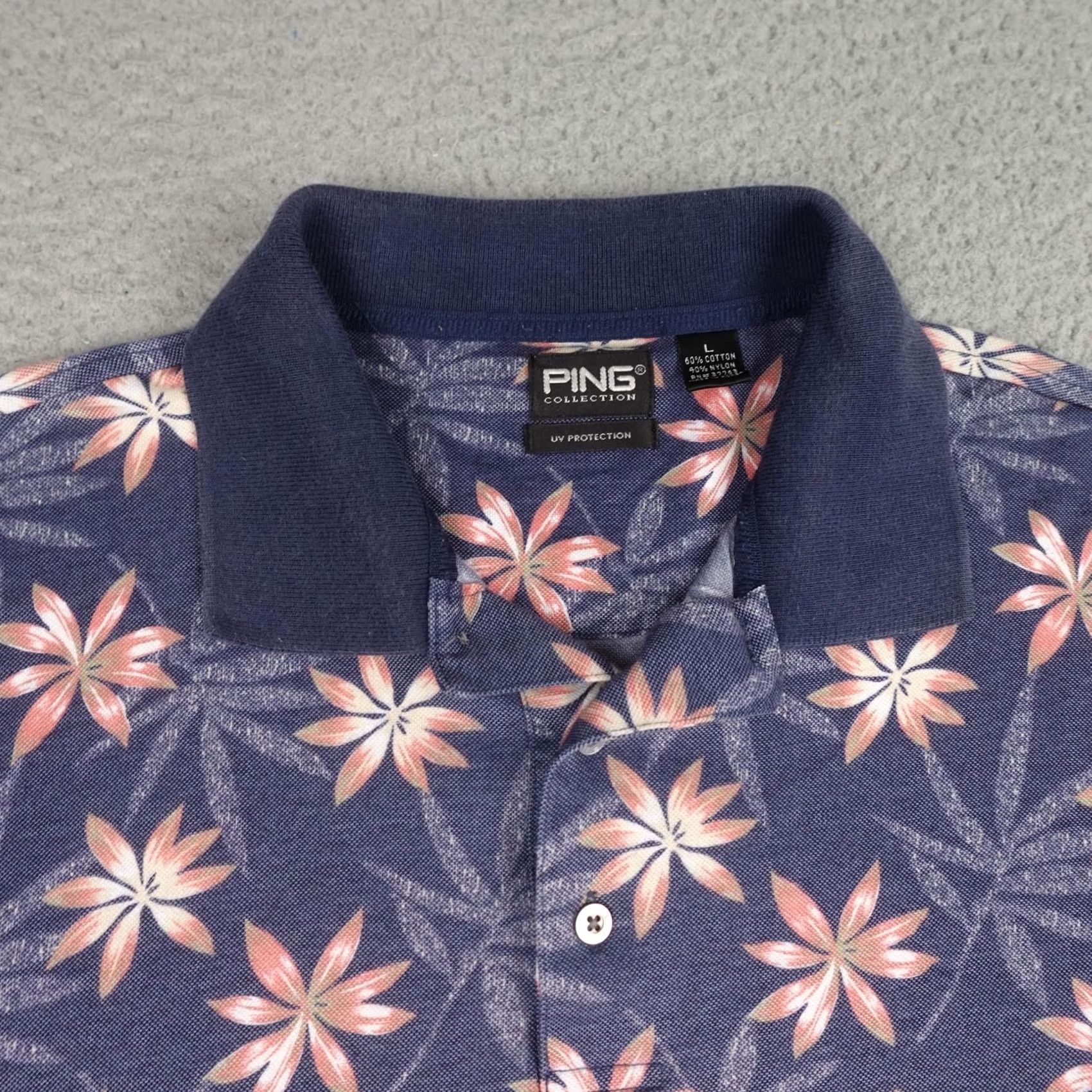 Vintage PING Polo Shirt Mens Large Blue Floral Golf UV Protection Size US L / EU 52-54 / 3 - 5 Thumbnail