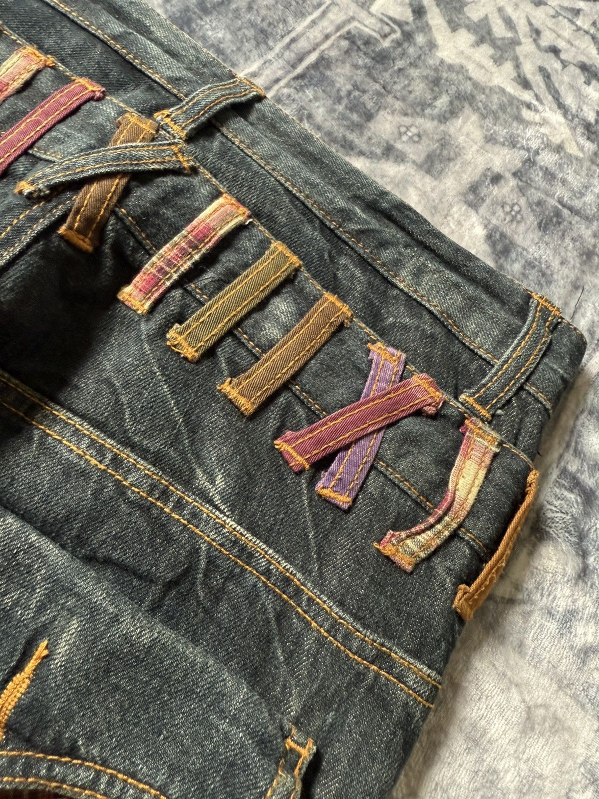 Hysteric Glamour Nylaus Japan Double Waist Cracked Shadow Wash Edgy Jeans Size US 29 - 15 Thumbnail
