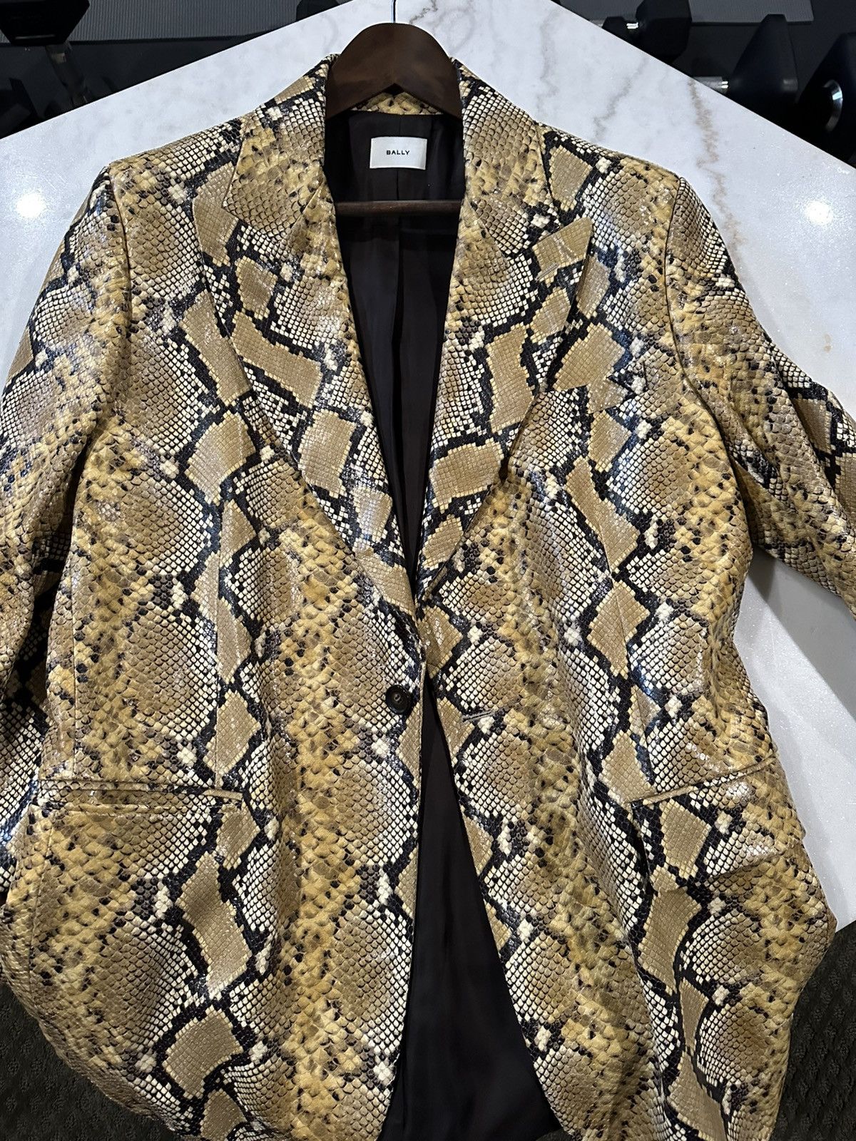 Bally Bally “Rhuigi” Runway Leather Snake Print Blazer SS23 Size 54R - 1 Thumbnail