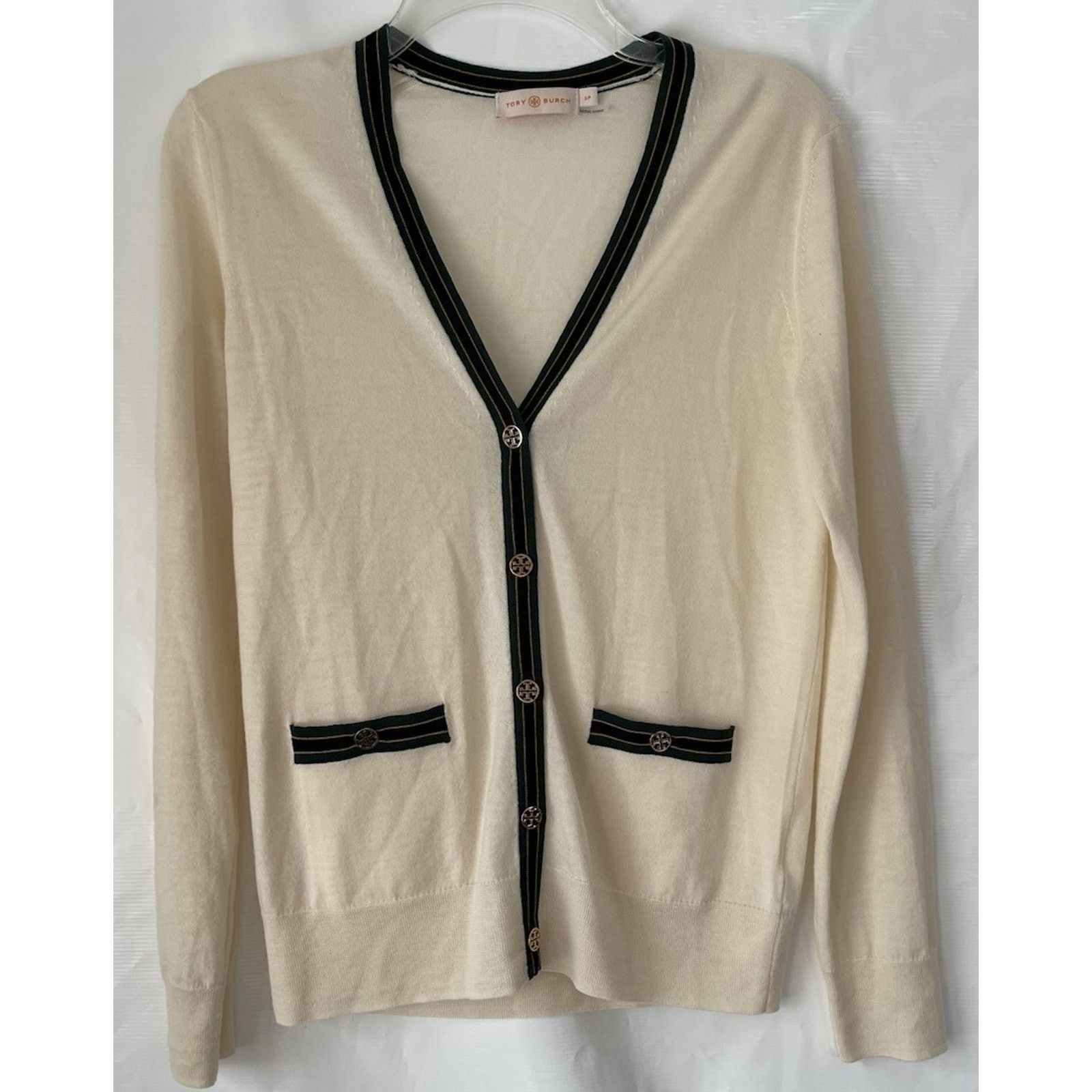 Tory Burch Tory Burch Madeline Merino Wool V-Neck Ivory Cardigan S Size S / US 4 / IT 40 - 2 Thumbnail