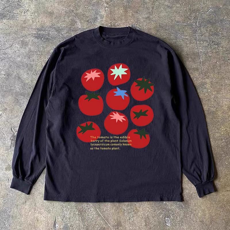 Japanese Brand × Vintage Black casual retro tomato print long sleeve tee Size US L / EU 52-54 / 3 - 1 Thumbnail
