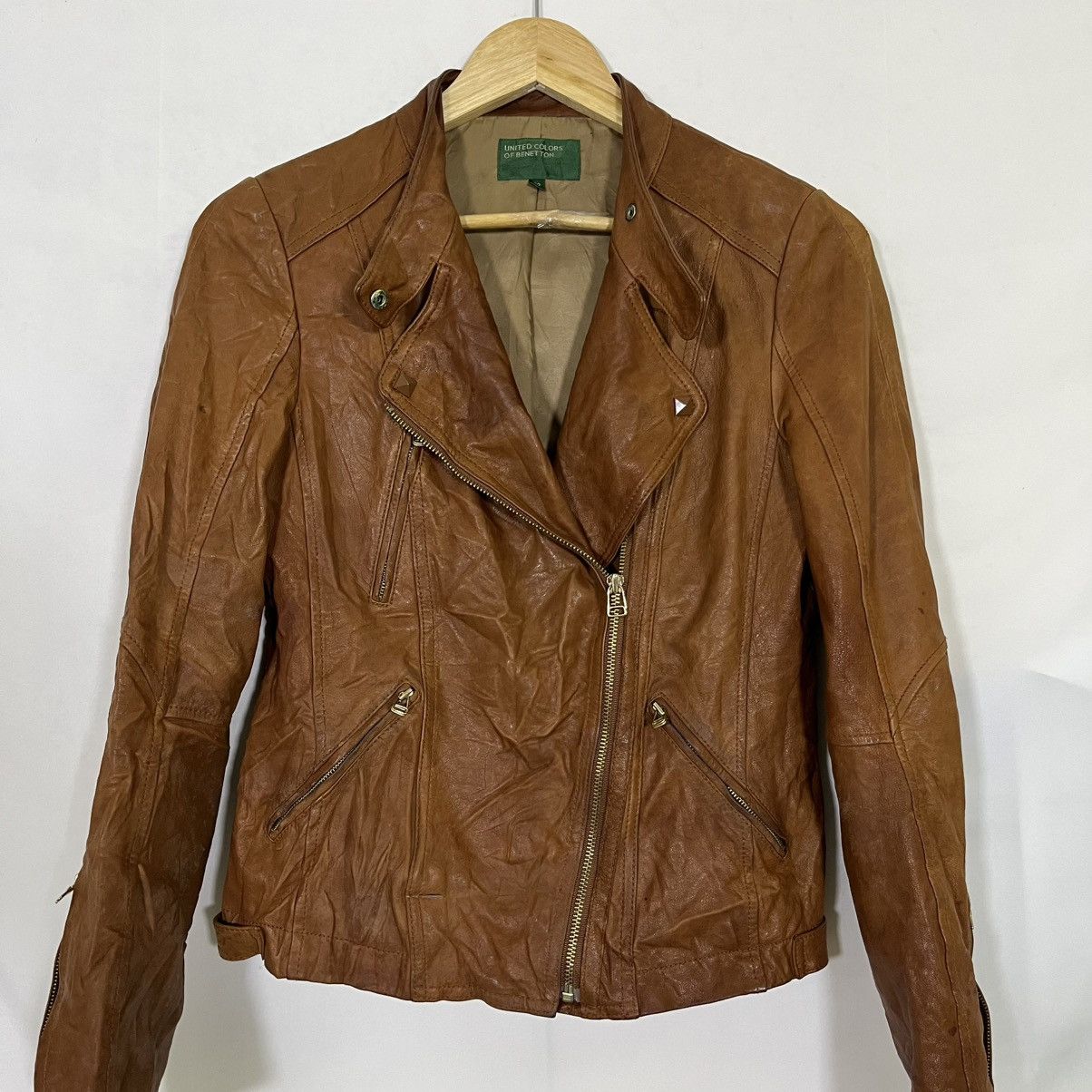 United Colors Of Benetton UNITED COLOUR OF BENETTON LEATHER JACKET Size US XS / EU 42 / 0 - 5 Thumbnail