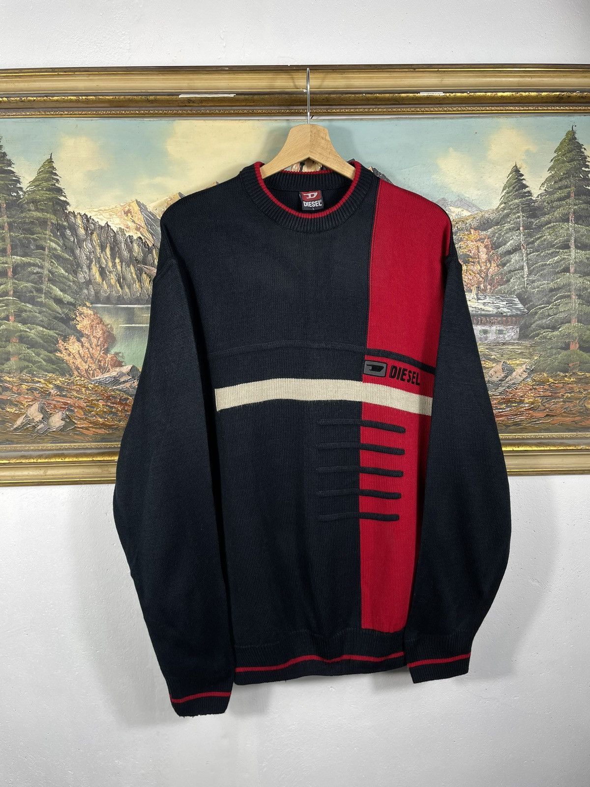 Diesel × Japanese Brand × Vintage Diesel Retro Y2k Pull Knitwear Sweatshirt Crewneck Size US L / EU 52-54 / 3 - 1 Thumbnail