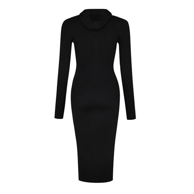 Jil Sander o1g2r1mq1024 Hooded Rib Dress in Black Size XXS / US 00 / IT 34 - 2 Thumbnail