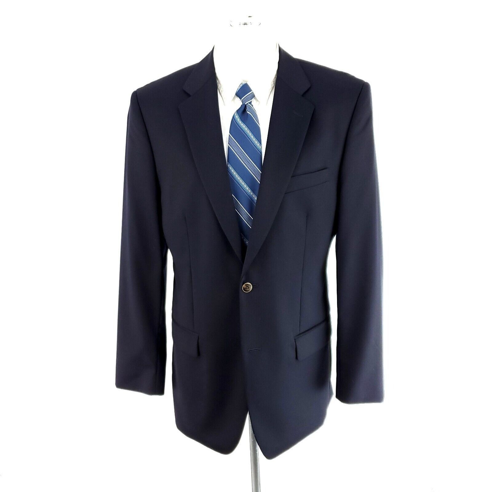 Joseph & Feiss Joseph & Feiss Gold Wool 2 Button Blazer 40R Blue Size 40R - 3 Thumbnail