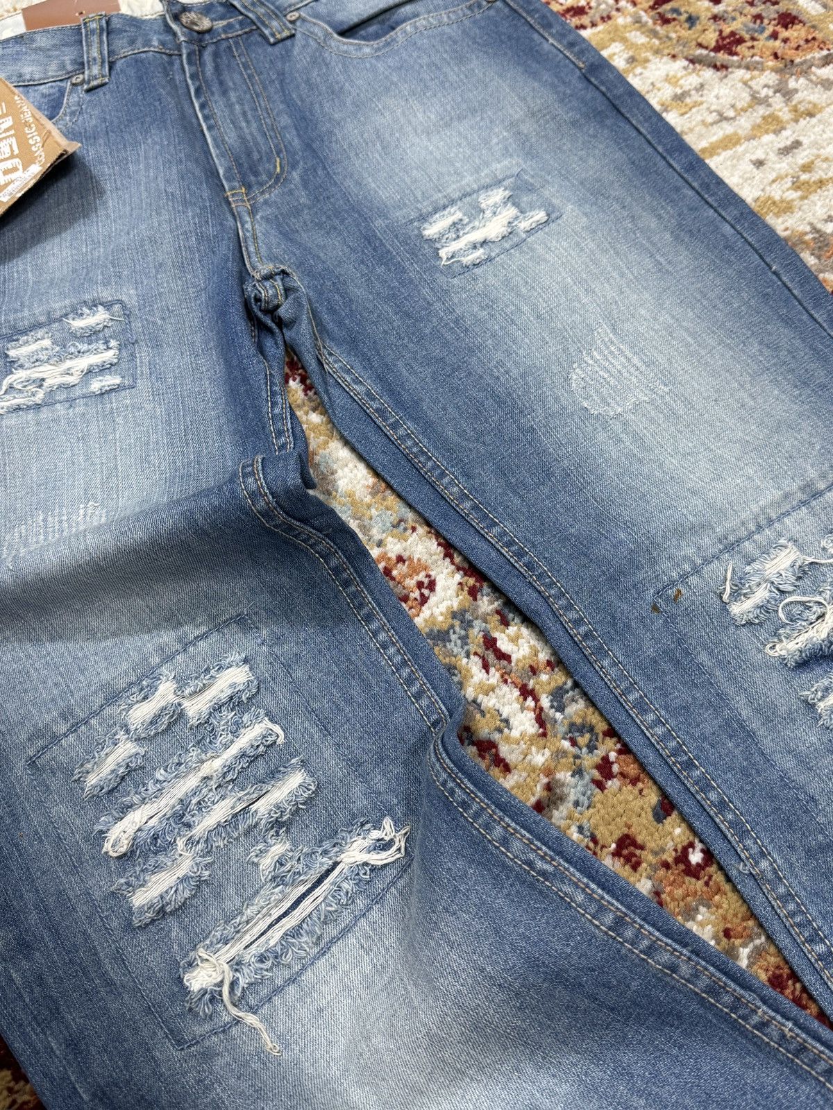 Japanese Brand ᶠᵃⁿᶜʸᵍᵘʸ BNWT Y2K Baggy Washed Denim Jeans Wide leg vintage Size US 31 - 3 Thumbnail