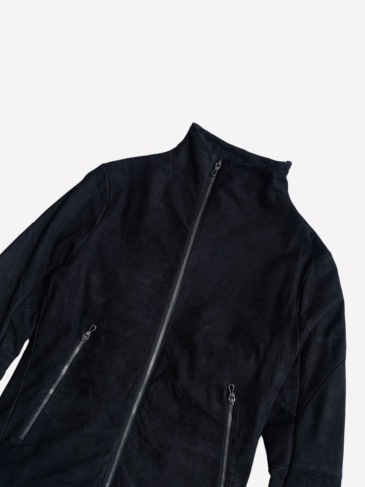 Gene Par Yukio Mishiba 2000s Yukio Mishiba - Asymetrical Suede Leather Jacket Size US M / EU 48-50 / 2 - 9 Thumbnail