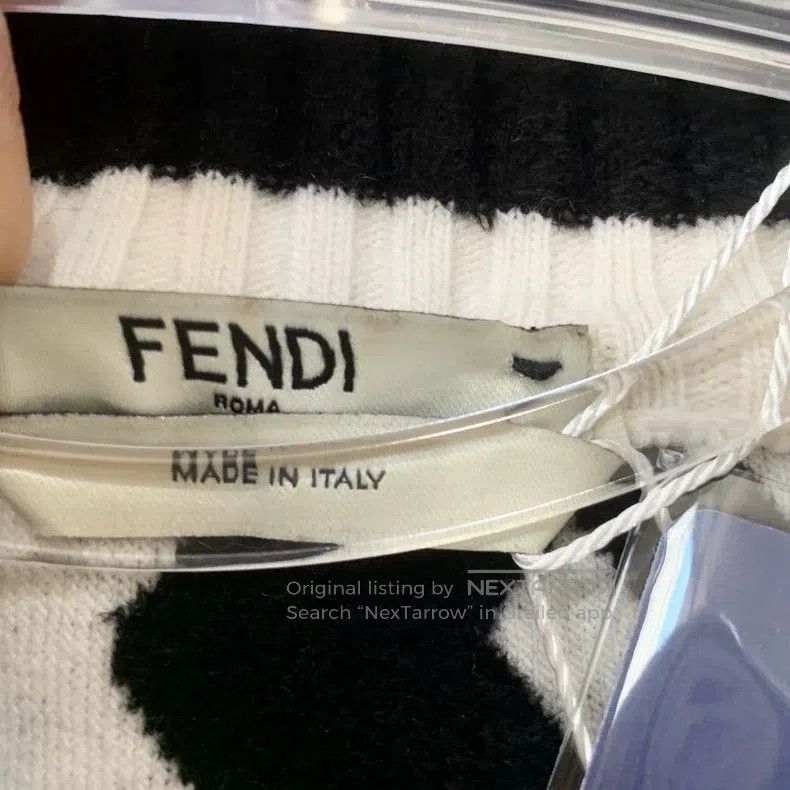 Fendi Fendi Black and White Old Flower Full-Print V-Neck Sweater Size XS / US 0-2 / IT 36-38 - 5 Thumbnail