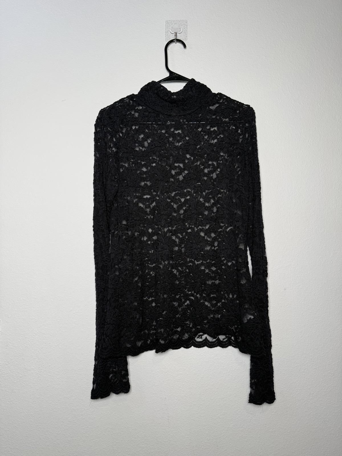 Other Women Black lace SHeer Turtle neck Long Sleeve Size M / US 6-8 / IT 42-44 - 2 Thumbnail