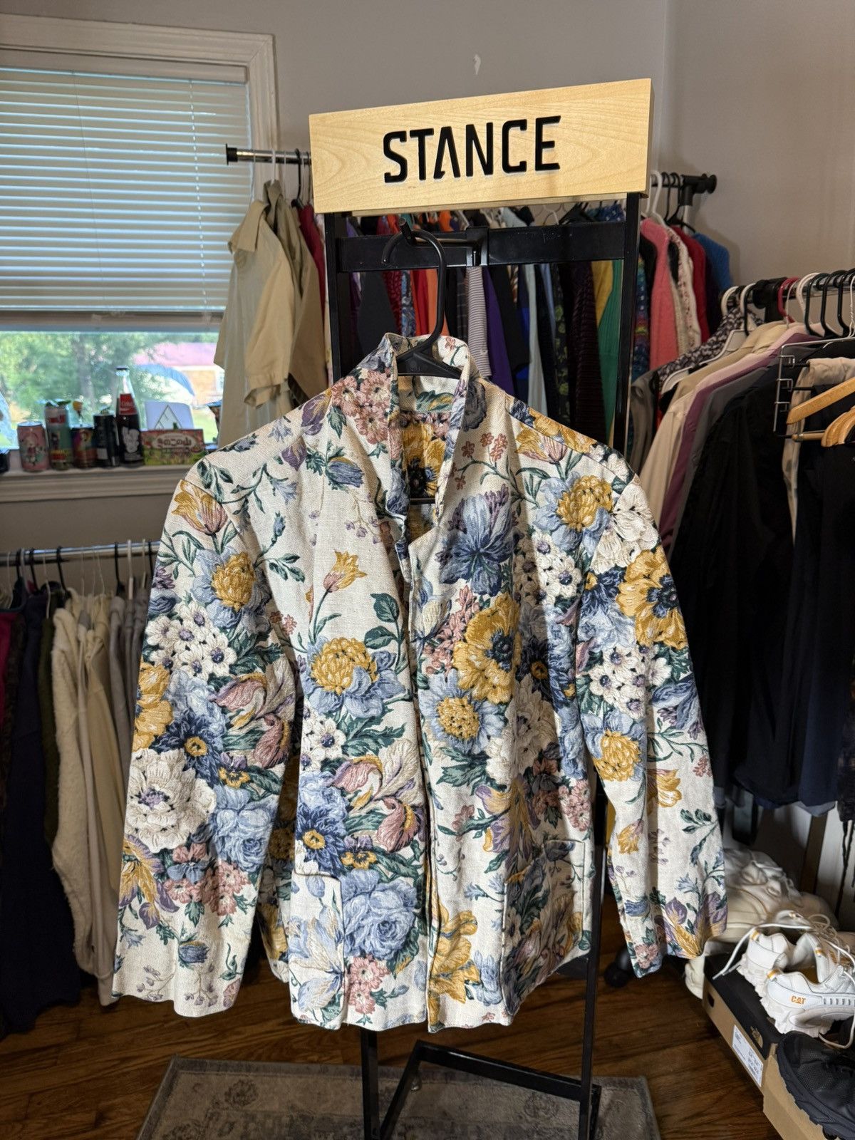 Vintage Vintage Canvas Floral Blazer Size 42S - 3 Thumbnail
