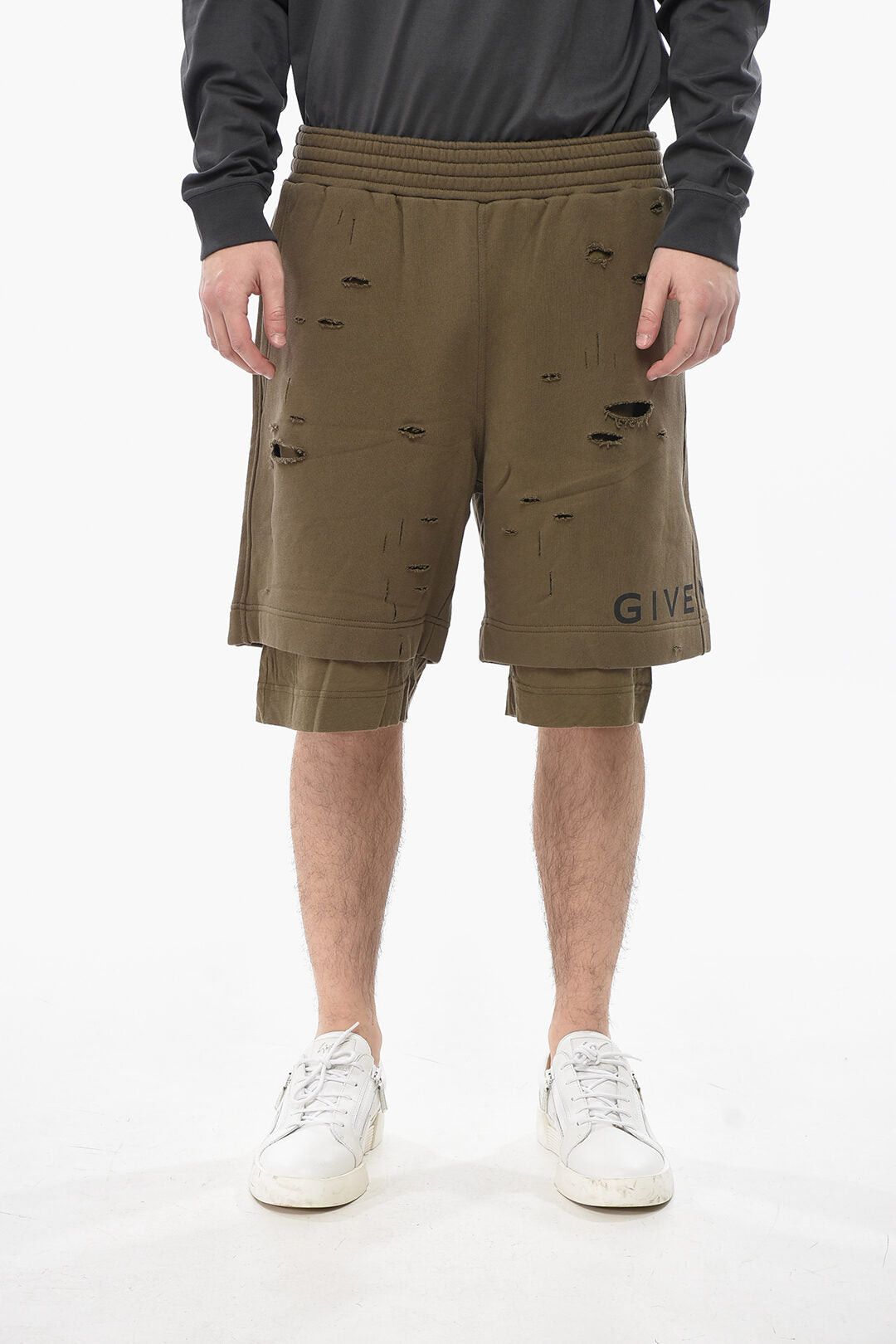 Givenchy Double-Fabric Shorts With Distressed Design Size US 33 - 1 Thumbnail