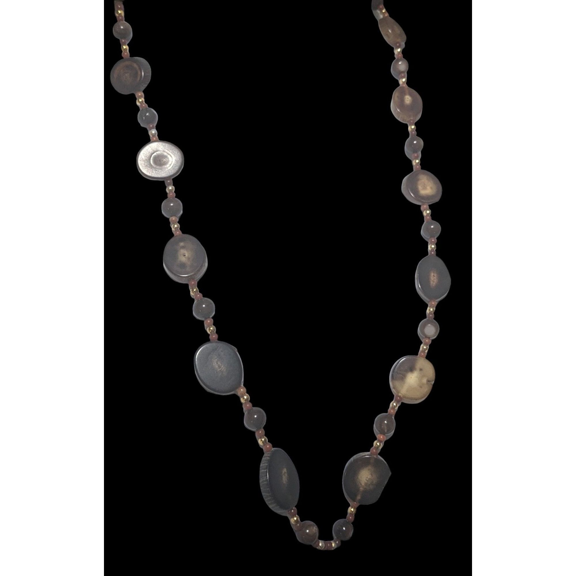 Other Vintage Polished Wood Slice Beaded Necklace Size ONE SIZE - 5 Thumbnail