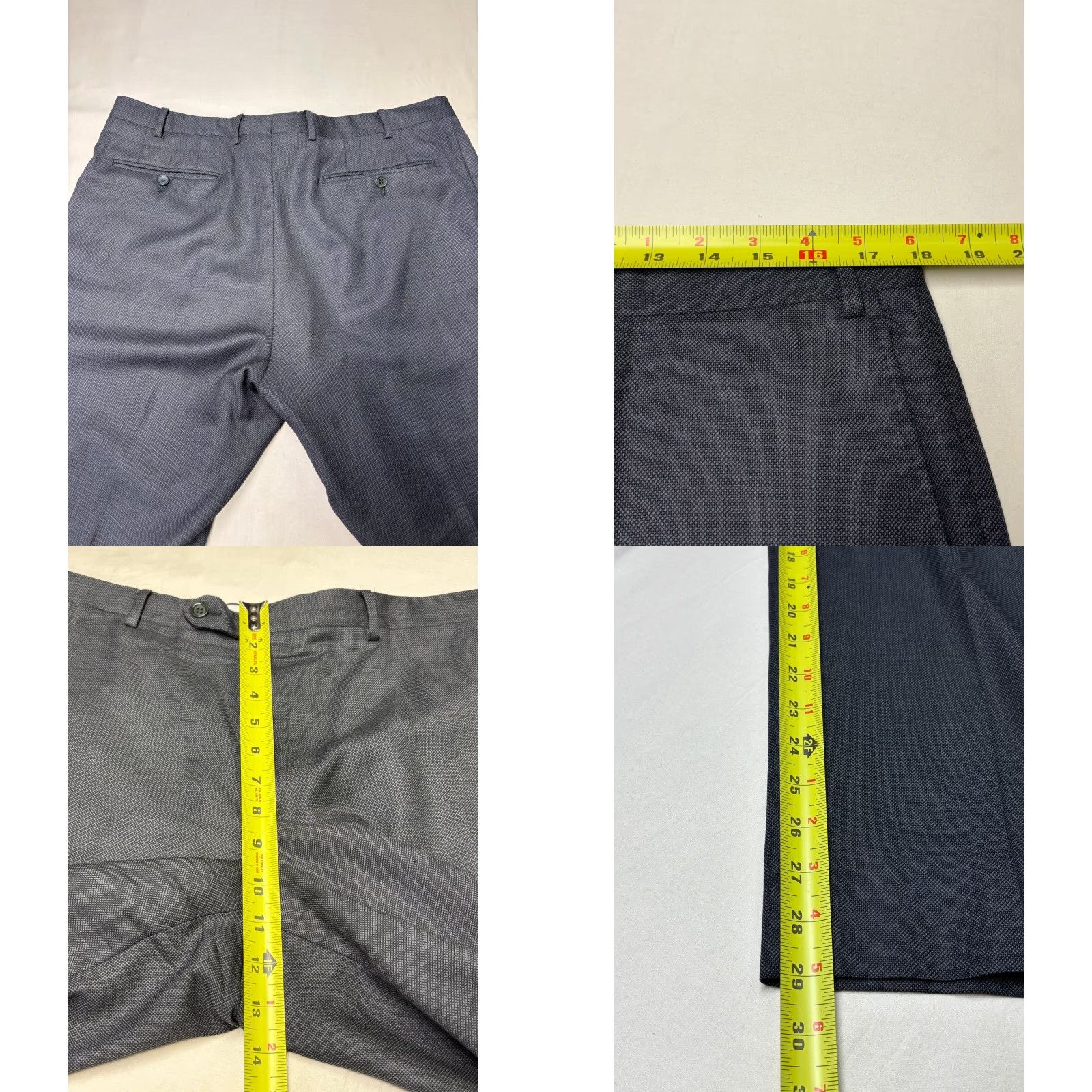 Canali Canali 1934 Mens Gray Wool Blend Dress Pants 38 Regular Geometric Pattern Slim Flat Front Trousers Size US 37 - 8 Thumbnail