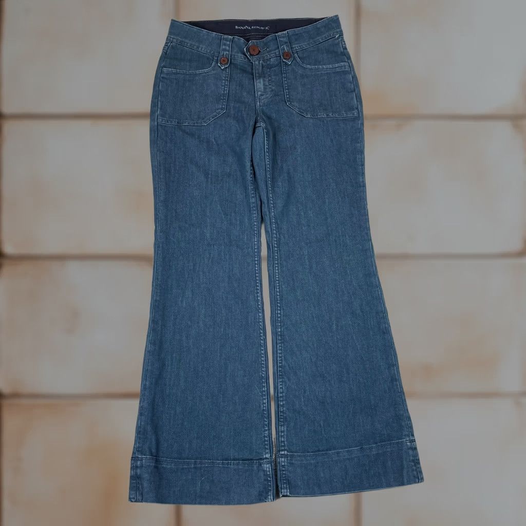 Banana Republic Banana Republic Jeans Womens 6 Tall Blue Wide Leg Patch Pocket Y2K Boho 2000s Jeans Size 28" / US 6 / IT 42 - 1 Thumbnail