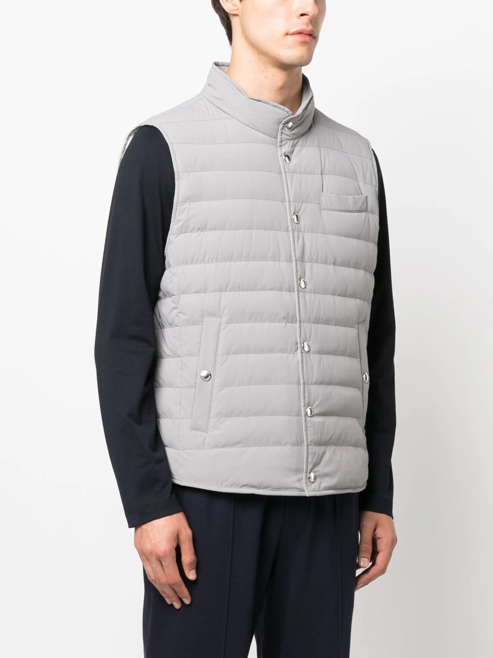 Brunello Cucinelli o1gr1nt0525 Padded Down Gilet in Grey Size US L / EU 52-54 / 3 - 3 Thumbnail