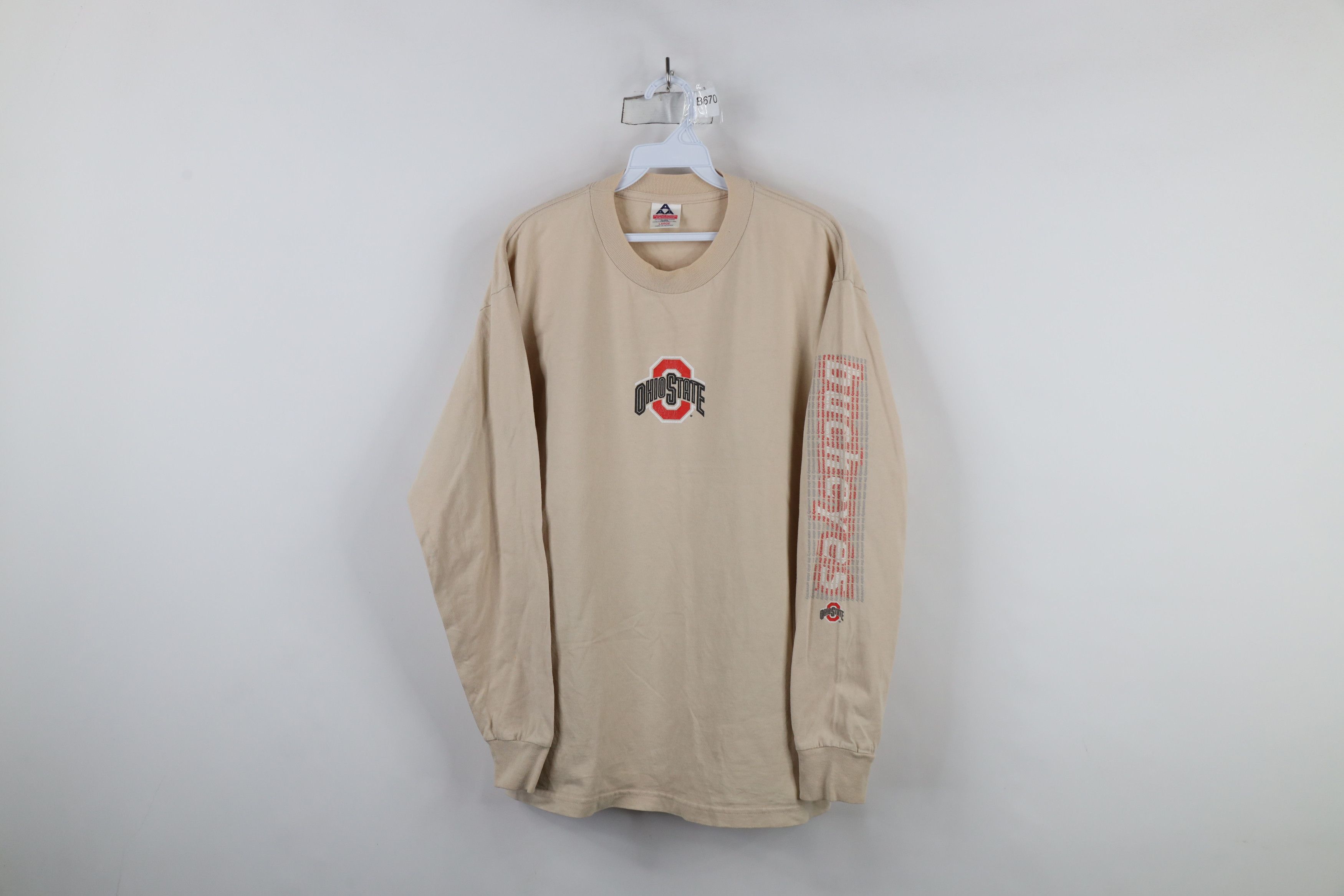 Vintage Vintage 90s Ohio State University Long Sleeve T-Shirt Beige Size US L / EU 52-54 / 3 - 1 Thumbnail