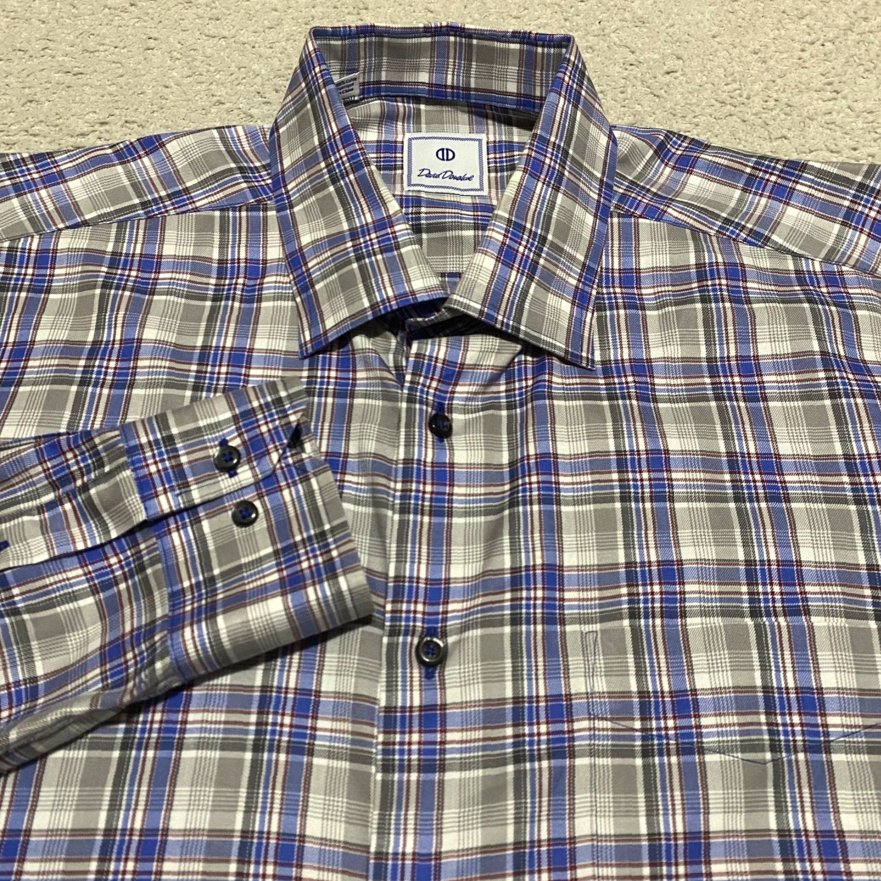 David Donahue David Donahue Mens XL Shirt Multicolor Plaid Long Sleeve Hidden Button-Down Size US XL / EU 56 / 4 - 5 Thumbnail