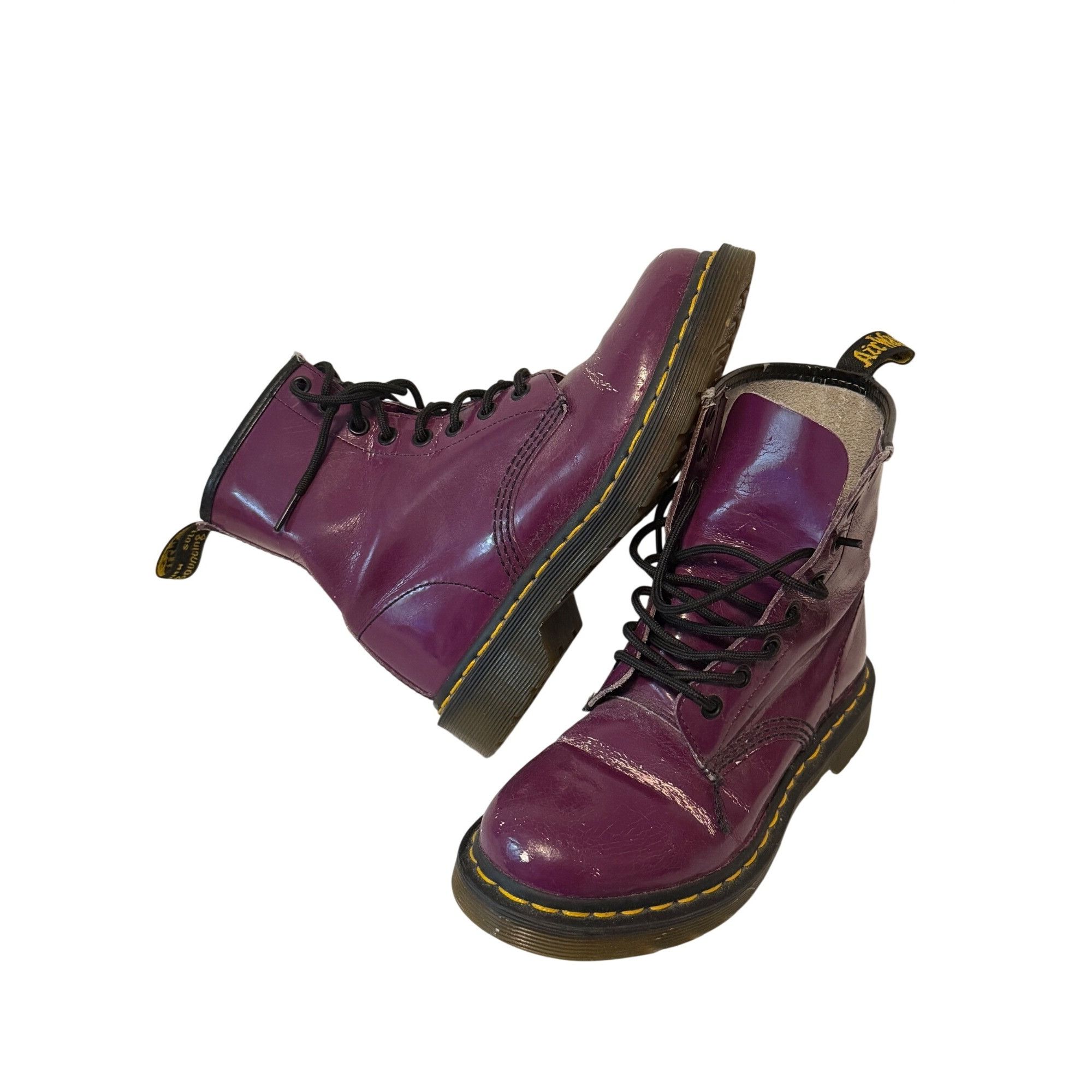 Dr. Martens Dr. Martens Purple Patent Combat Boots Womens Size 5 Lace-Up Size US 5 / IT 35 - 1 Thumbnail