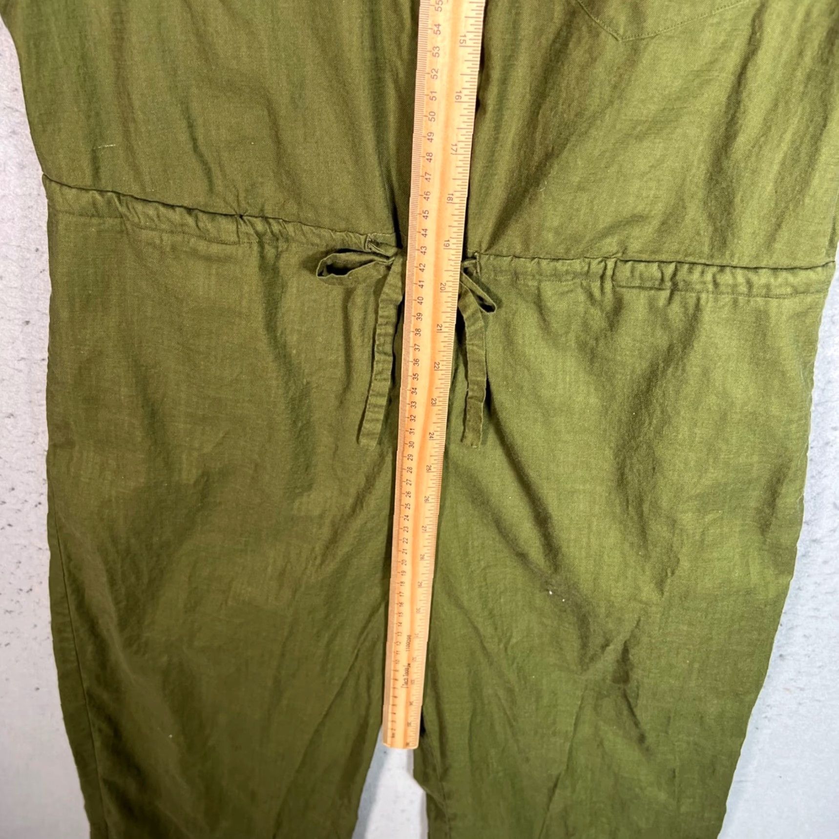 Olive VINTAGE The Kit Womens One-Piece Jumpsuit Olive Green Button-Front Short Sleeve 100% Cotton Size 4 Womens Size 27" / US 4 / IT 40 - 6 Thumbnail