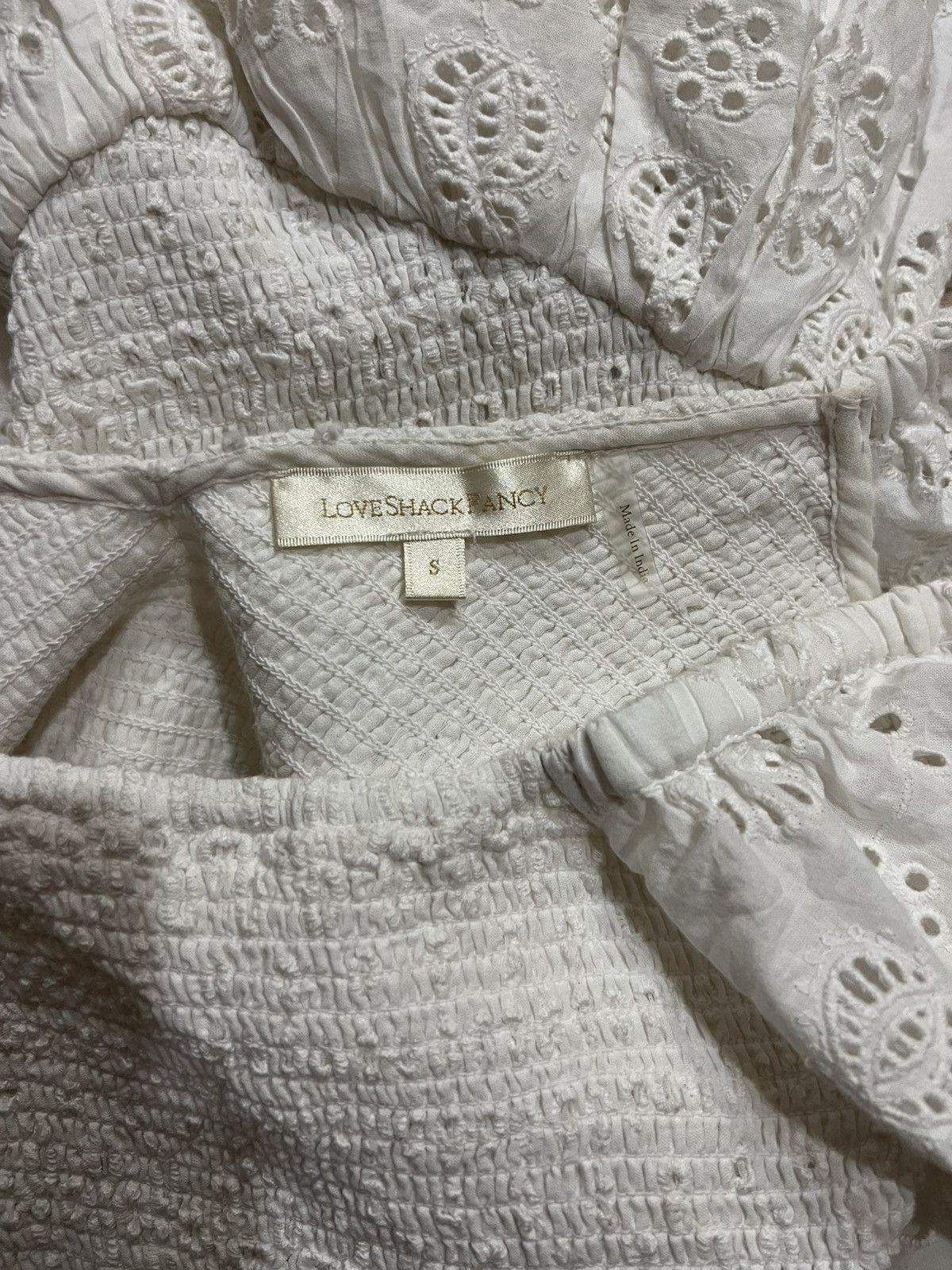 LoveShackFancy LoveShackFancy White Eyelet Mini Dress Size S / US 4 / IT 40 - 6 Thumbnail